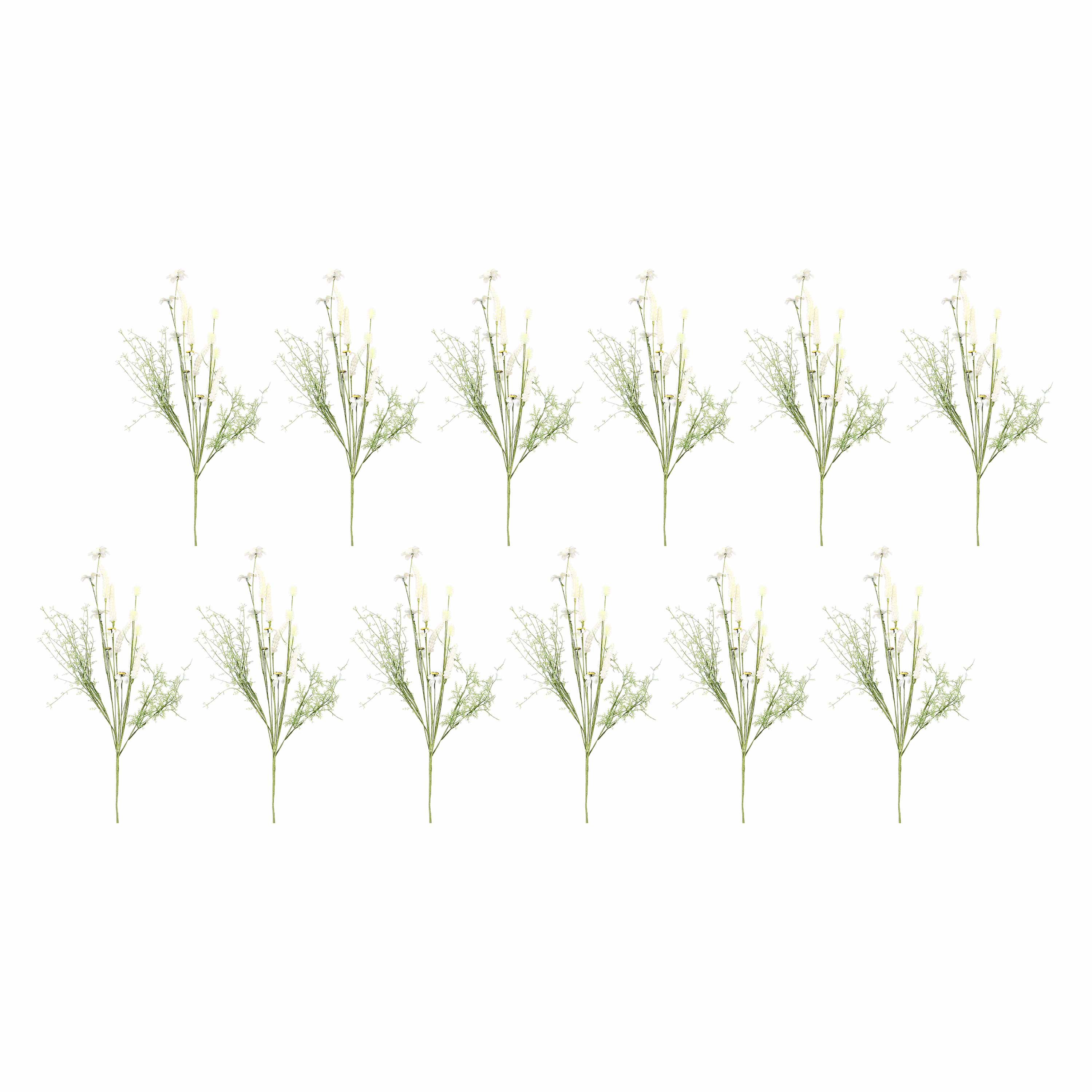 Set da 12, Bianco Anemone, Flora - Tessuto E Plastica, 35 cm