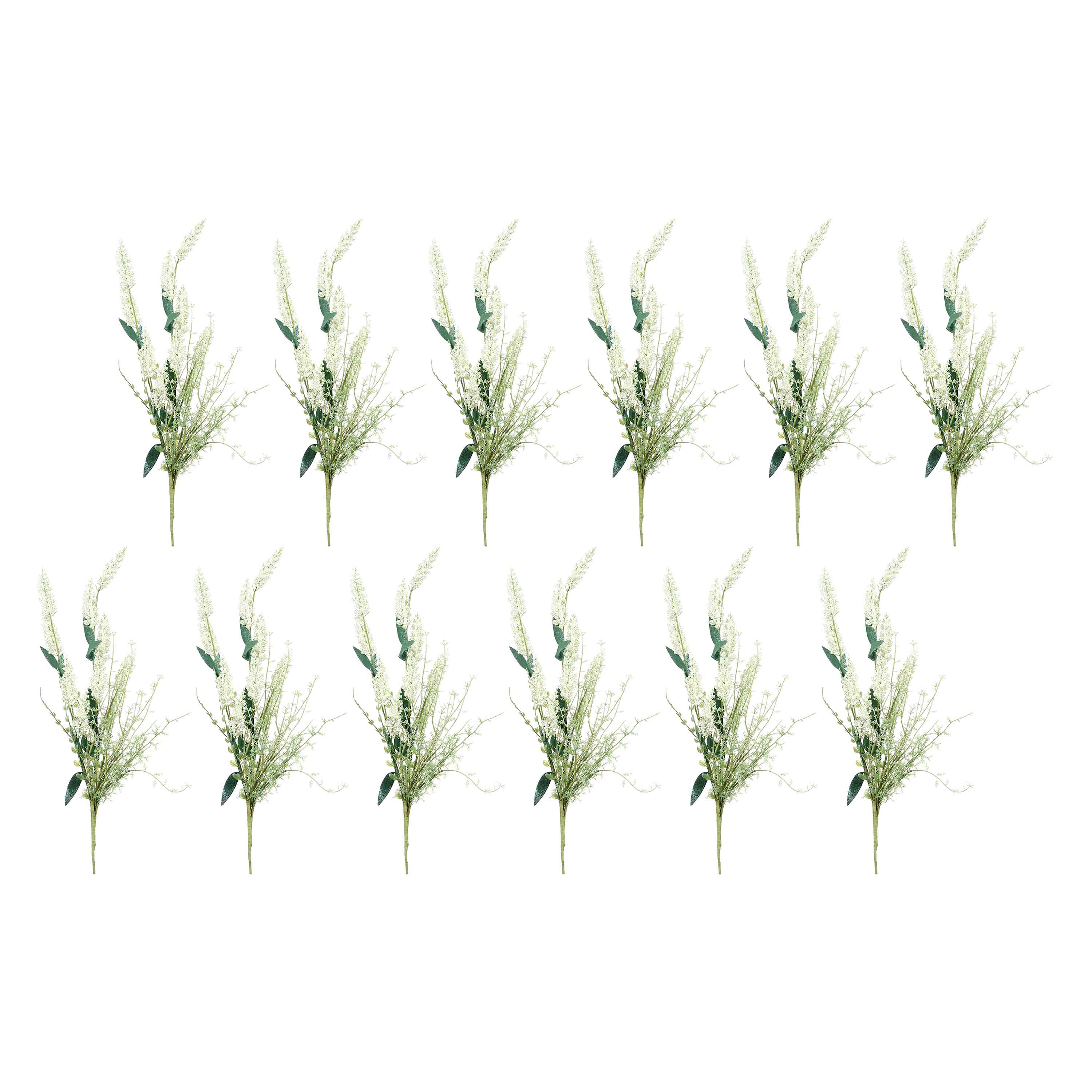 Set da 12, Bianco Rabarbaro, Flora - Tessuto E Plastica, 35 cm