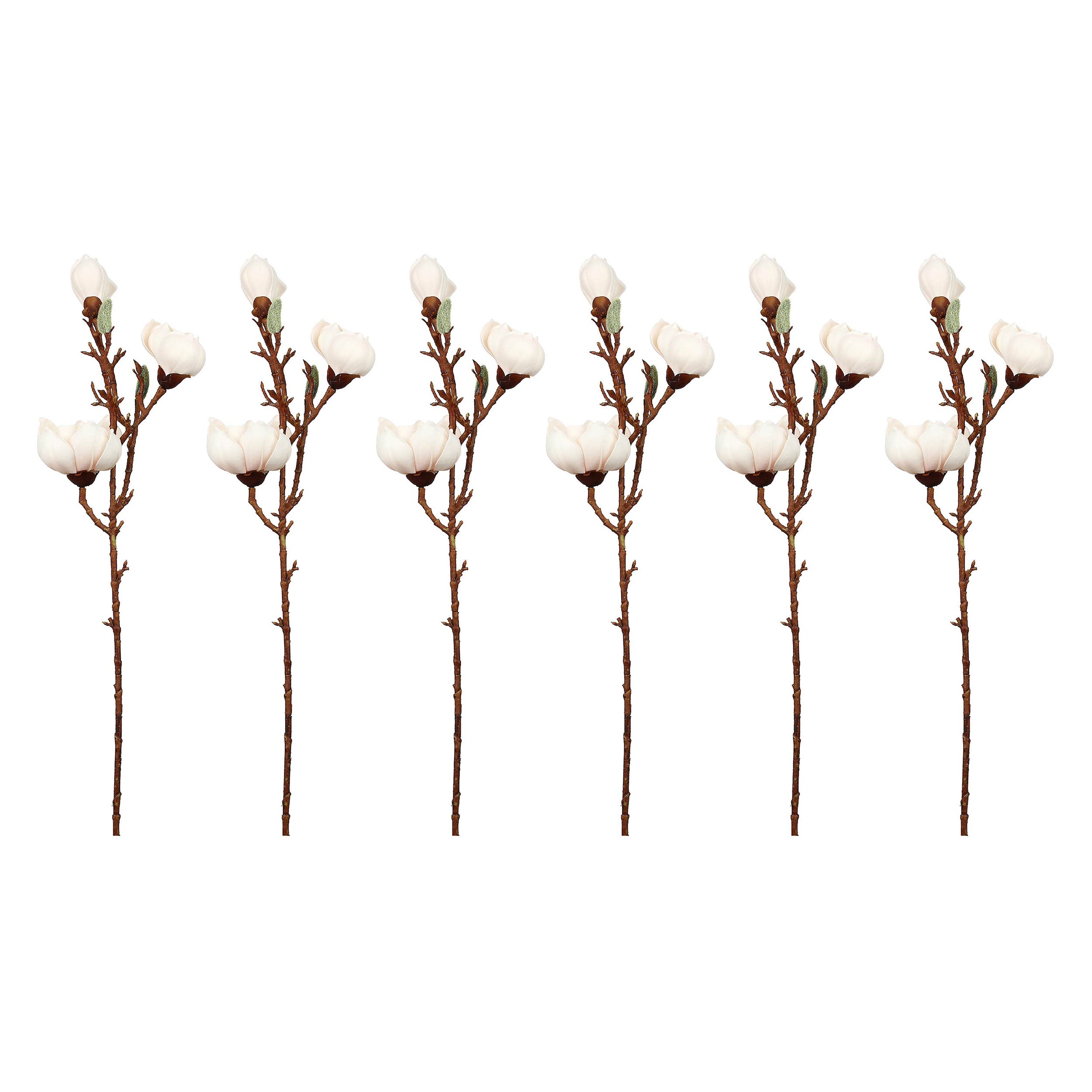 Set da 6, Magnolia Fiori, Maggie - Tessuto E Plastica, 57 cm, zolla Ø 14