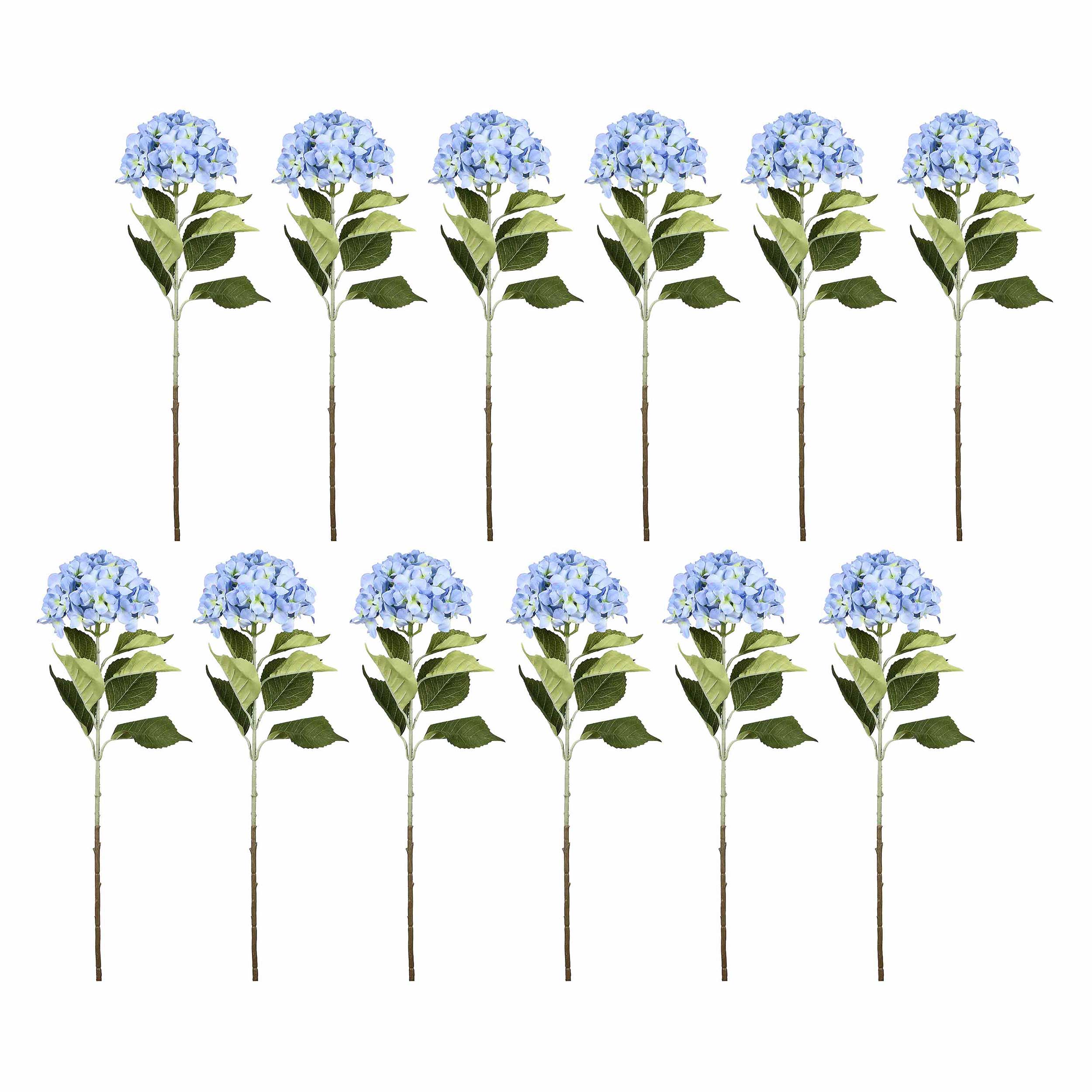 Set da 12, Ortensia, Fiorile - Tessuto E Plastica, 57 cm, zolla Ø 14