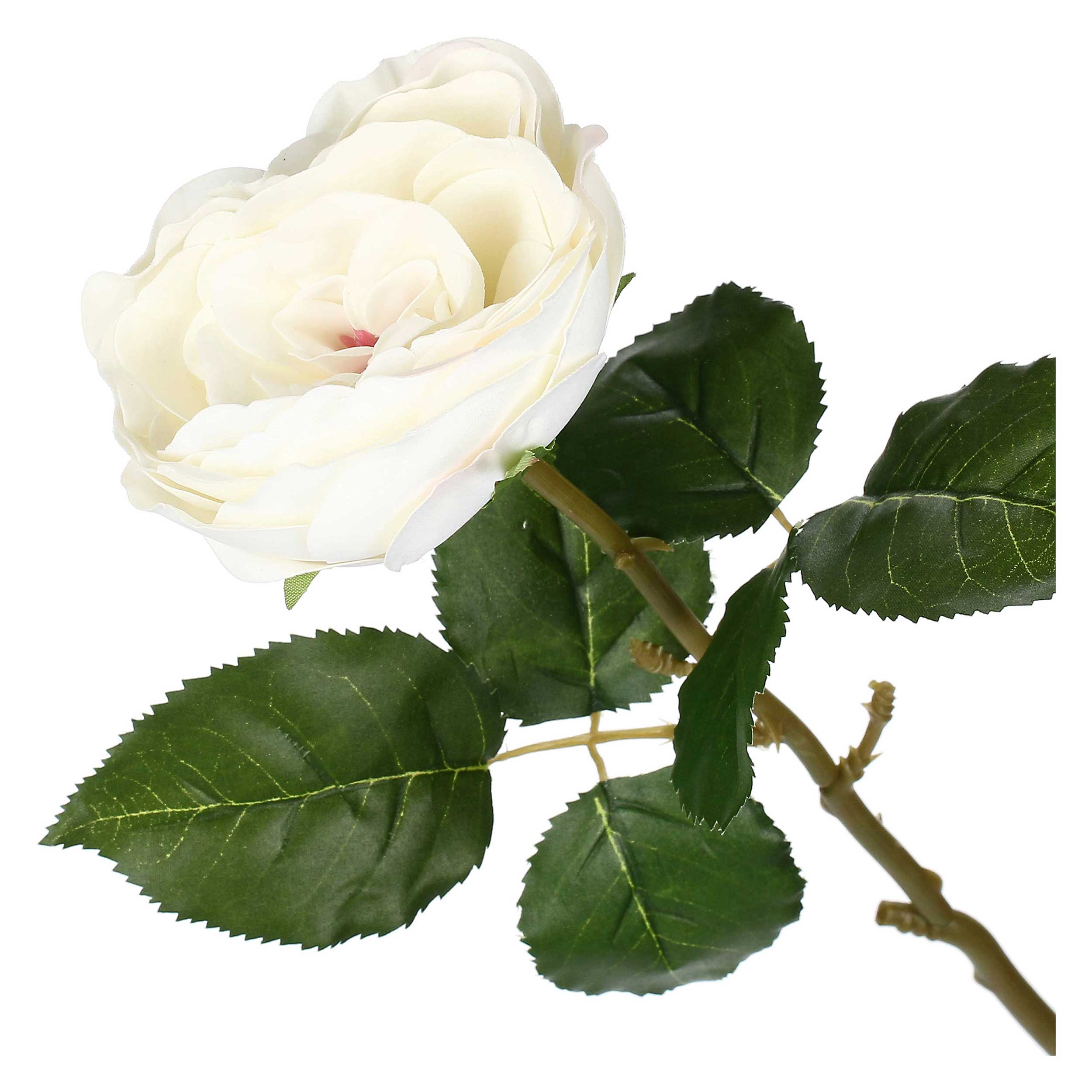 Set da 12, Rosa Real Touch Bianca, Fiorile - Tessuto E Plastica, 57 cm, zolla Ø 14