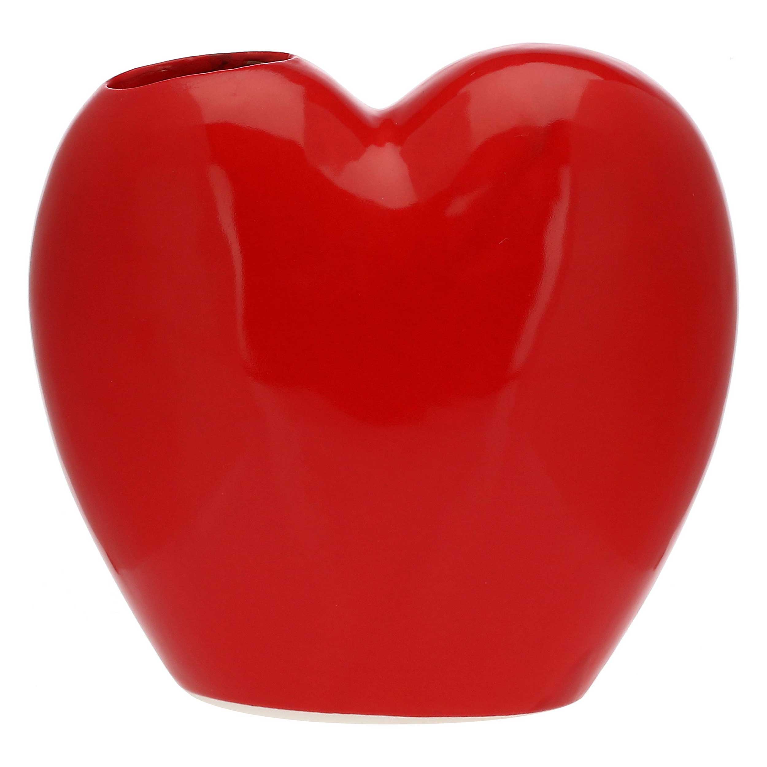 Vaso Cuore C/Bocca Rosso Oro, Pensami - Gres, Ø 10x15,5h cm