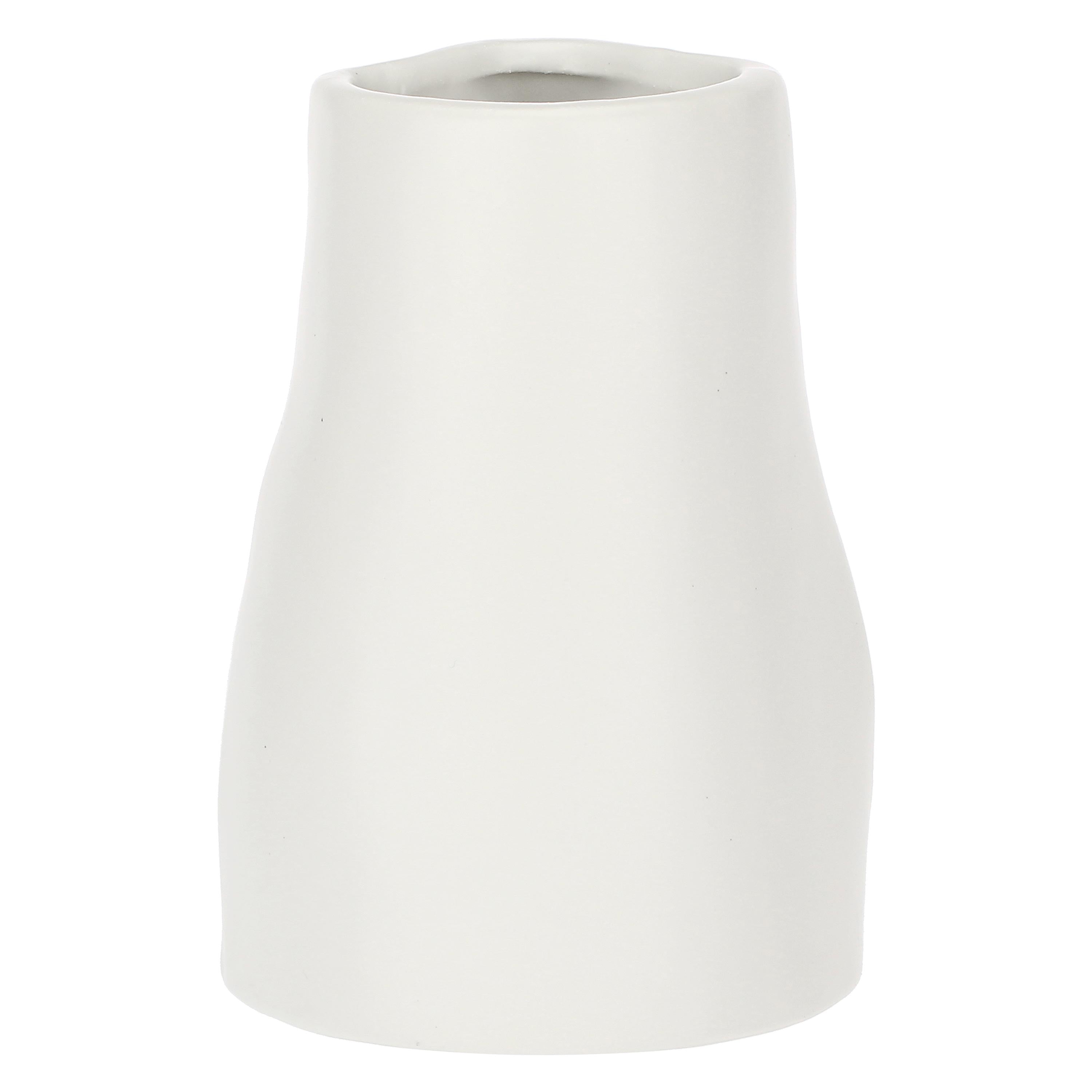 Set da 2, Vaso Deco Naso S Bianco, Augusto - Ceramica, 9.5x8x13h cm