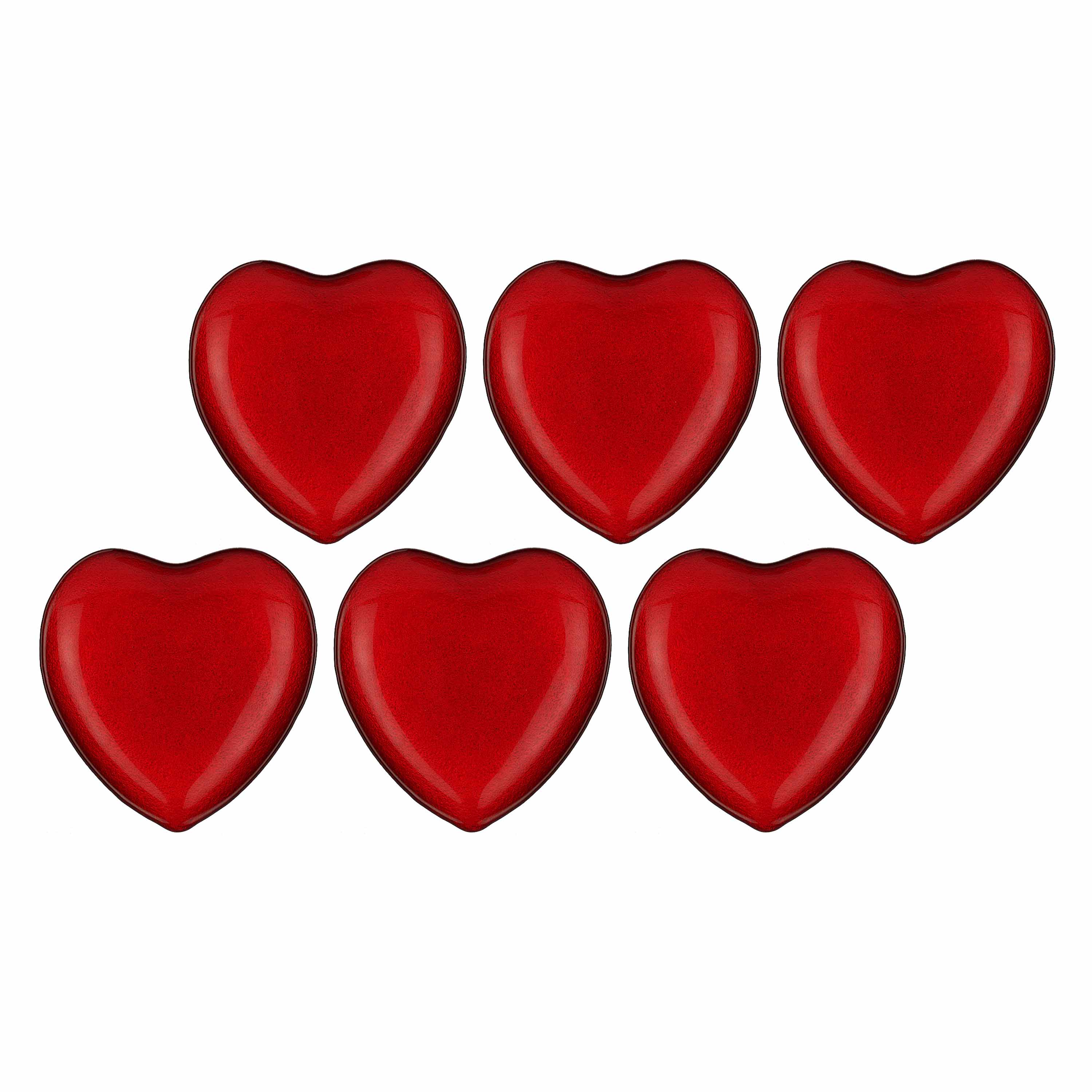 Set da 6, Piatto Cuore M Rosso, Neimieipensieri - Vetro, Ø 21,5 cm
