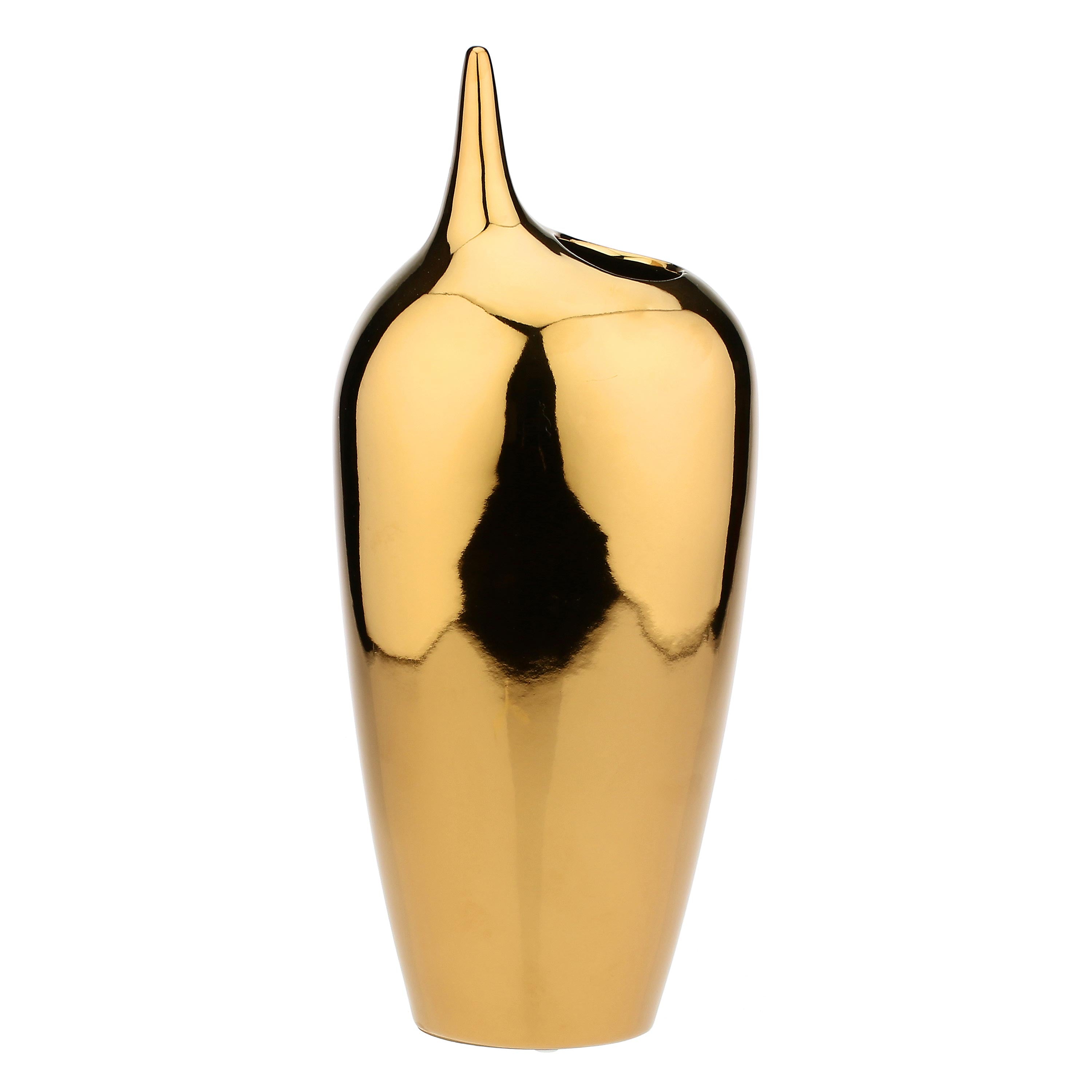 Vaso Decorativo Oro Alto, Oroliquido - Ceramica, Ø 10x30h cm