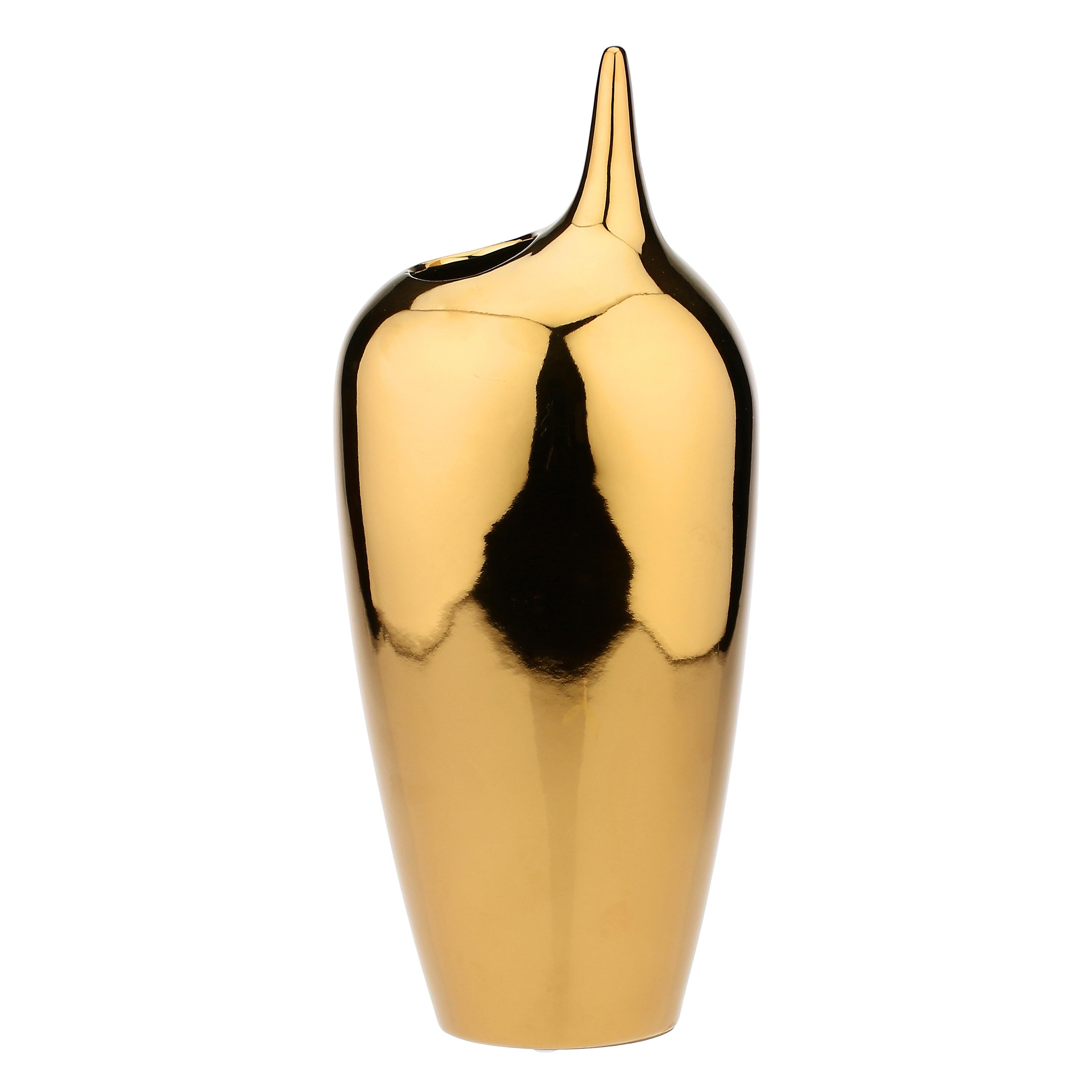 Vaso Decorativo Oro Alto, Oroliquido - Ceramica, Ø 10x30h cm