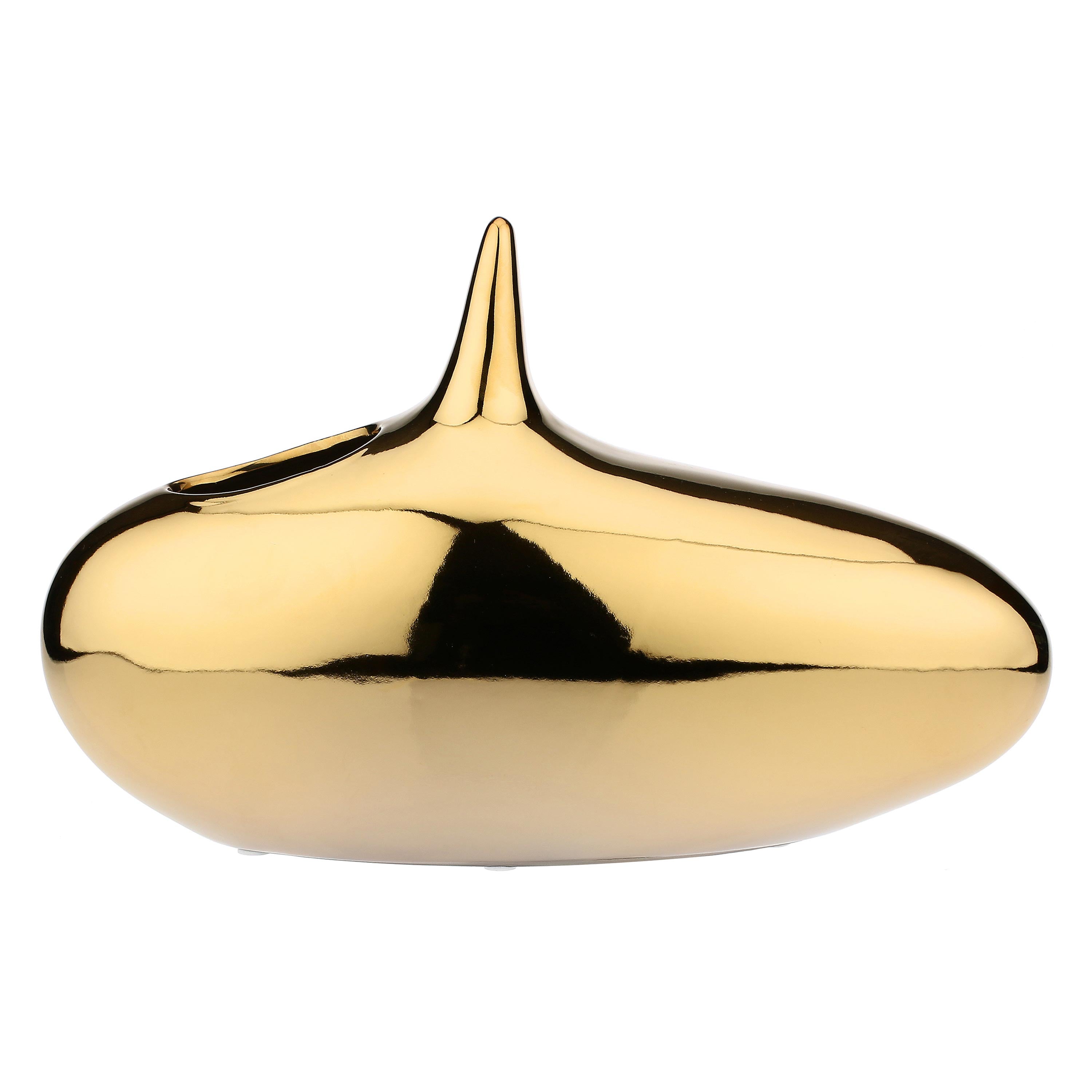 Vaso Decorativo Oro Basso, Oroliquido - Ceramica, Ø 10x30h cm
