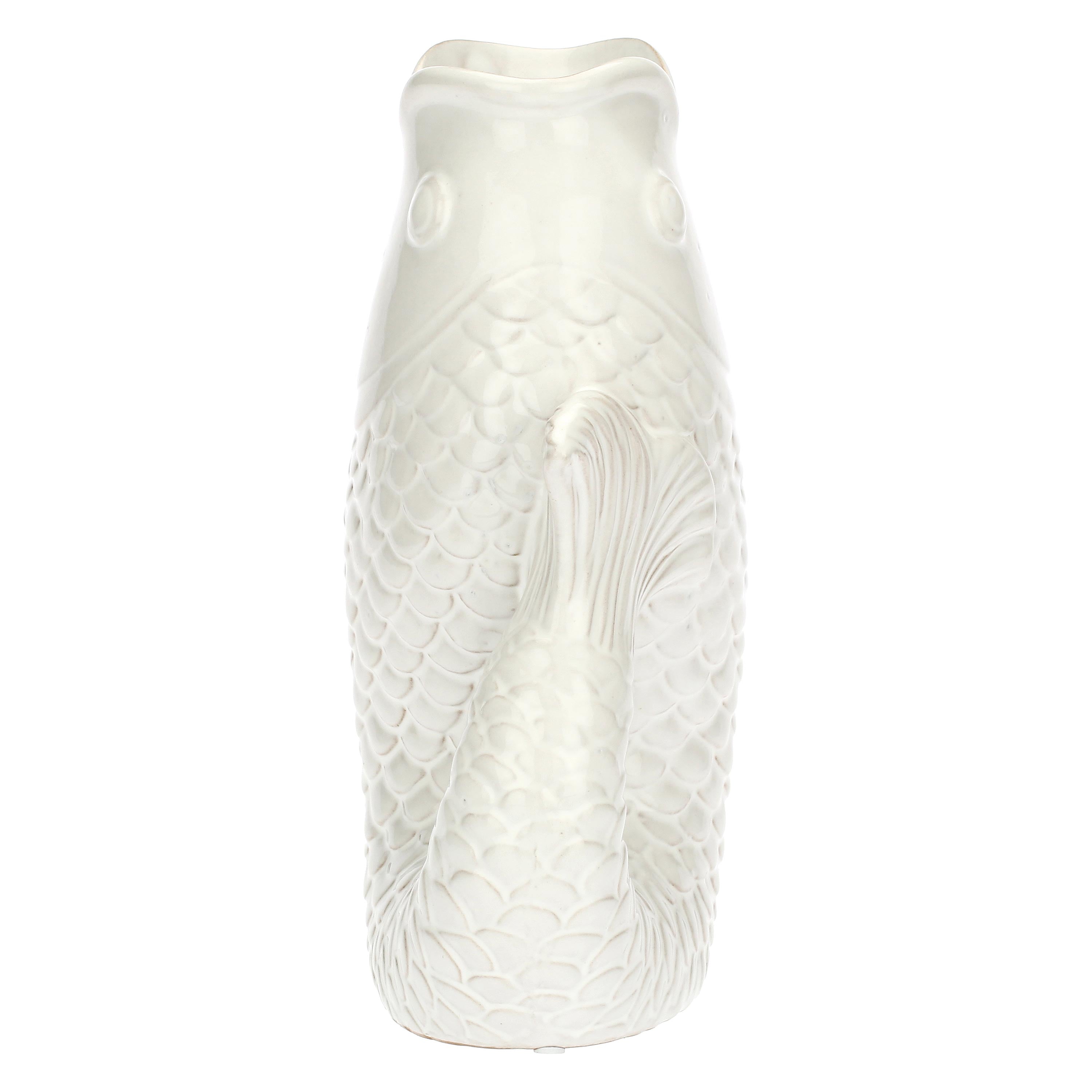 Curved Fish Vase, Abbocca - Stoneware, 18.5x10.5x25h cm