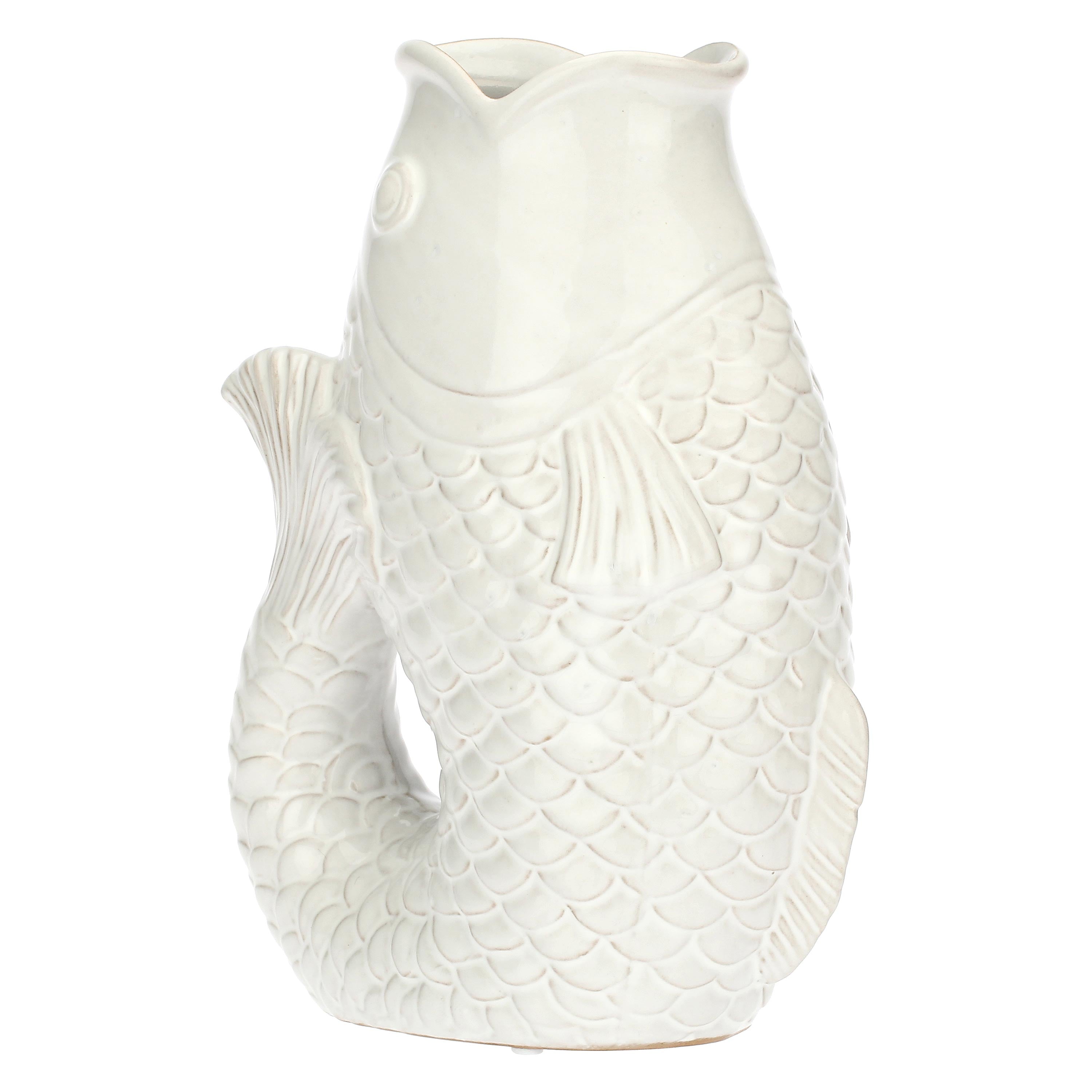 Curved Fish Vase, Abbocca - Stoneware, 18.5x10.5x25h cm