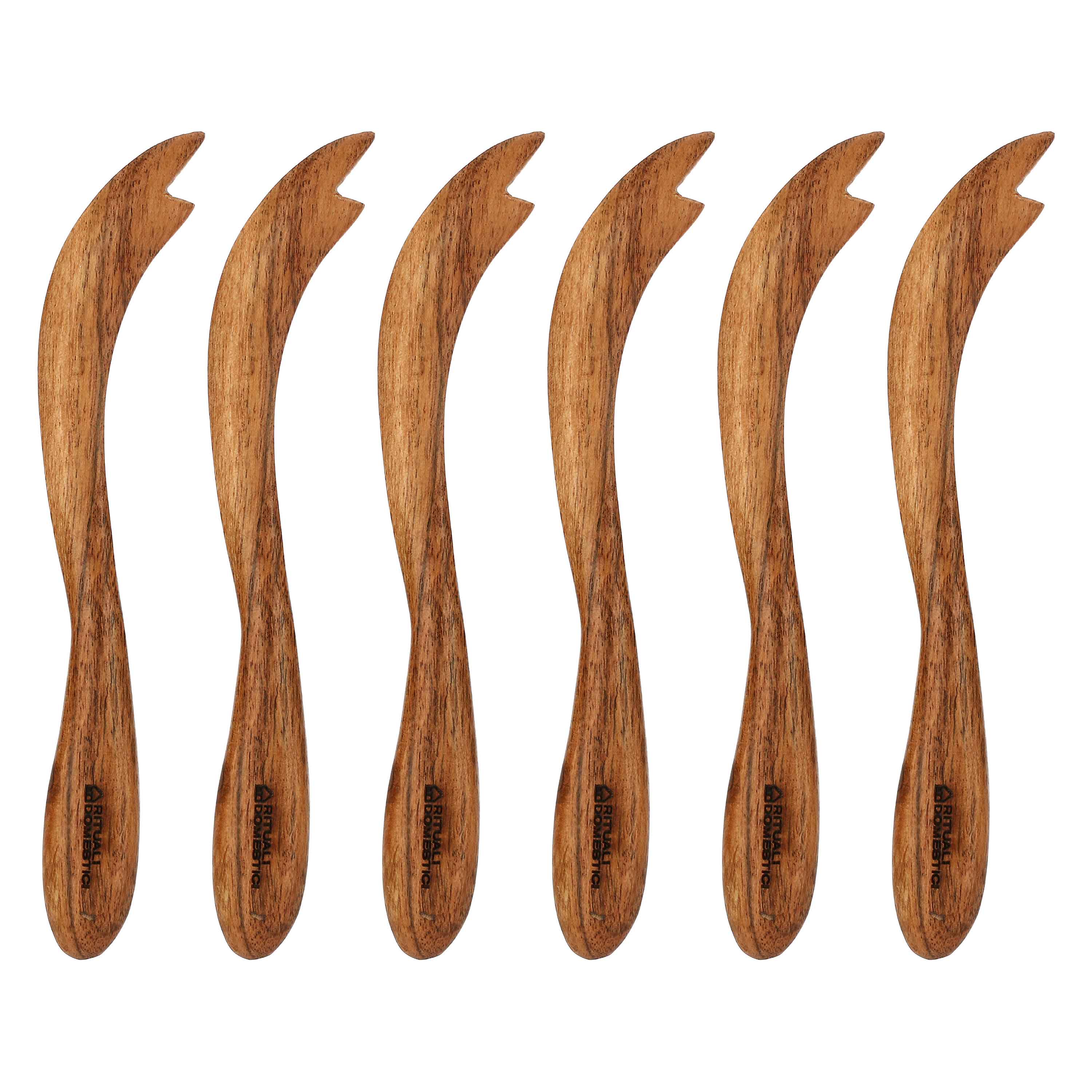 Set da 6, Coltello Punte In Acacia, Nonperleuova - Legno di Acacia, 17x3,5x1h cm