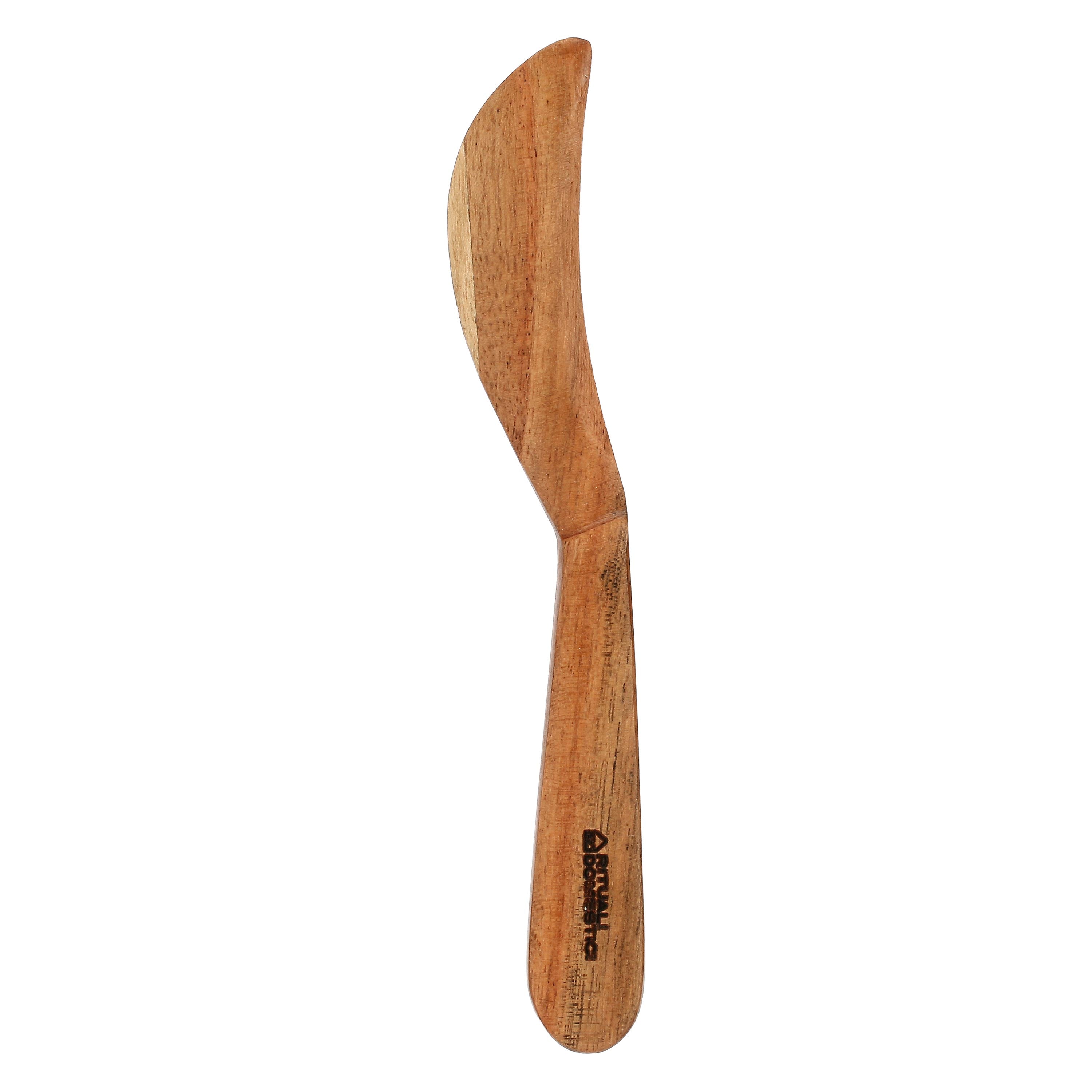 Set da 6, Coltello Curvo In Acacia, Nonperleuova - Legno di Acacia, 16,5x2x1h cm