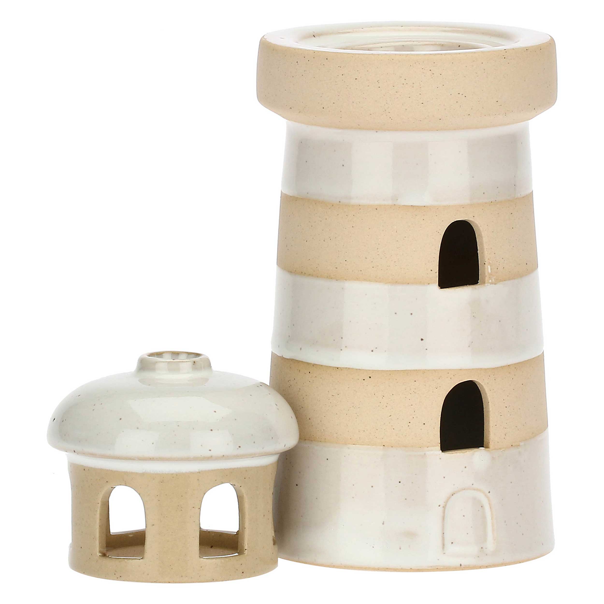 Porta T-Light Faro, Inlontananza - Gres, 15,5x7x14h cm
