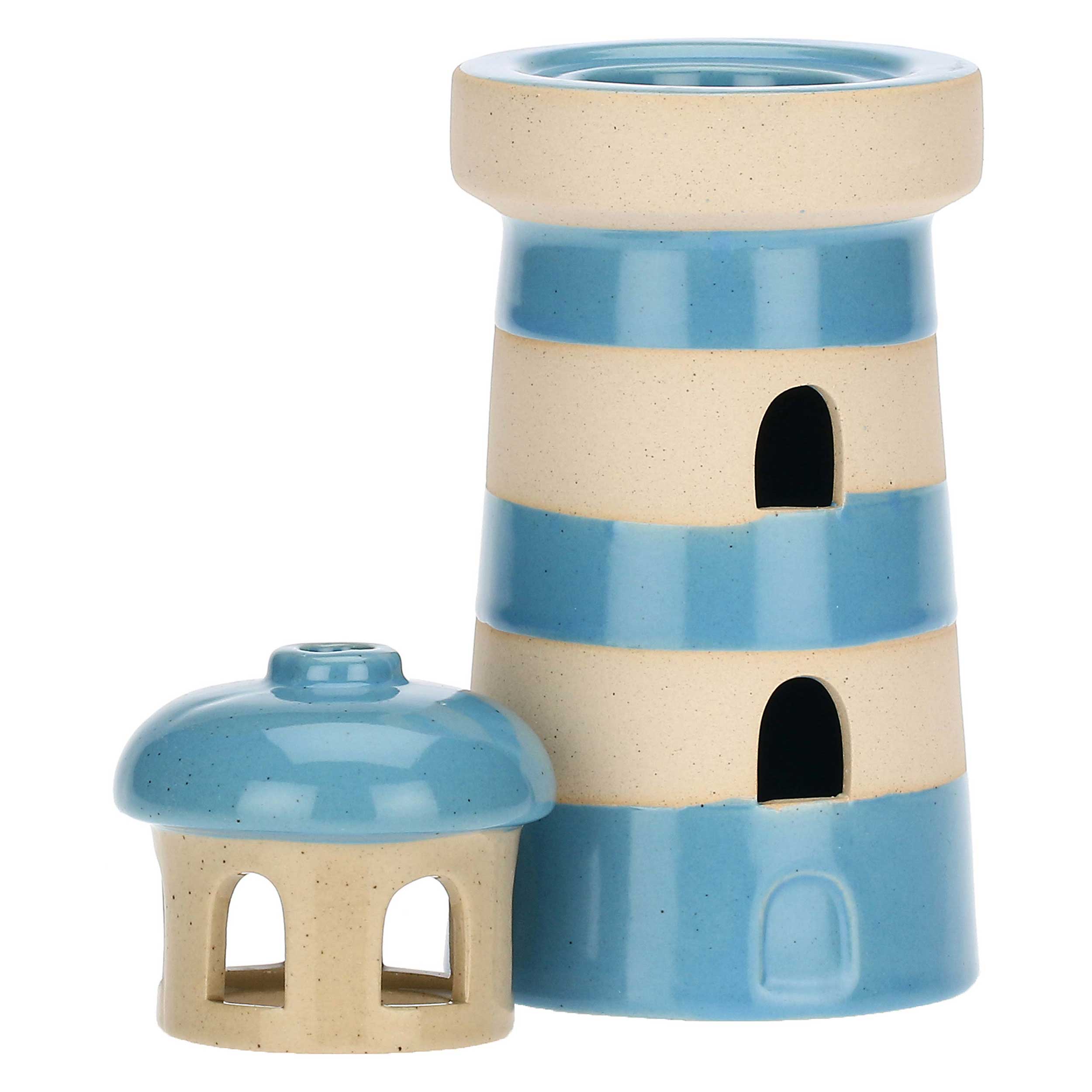 Porta T-Light Faro, Inlontananza - Gres, 15,5x7x14h cm