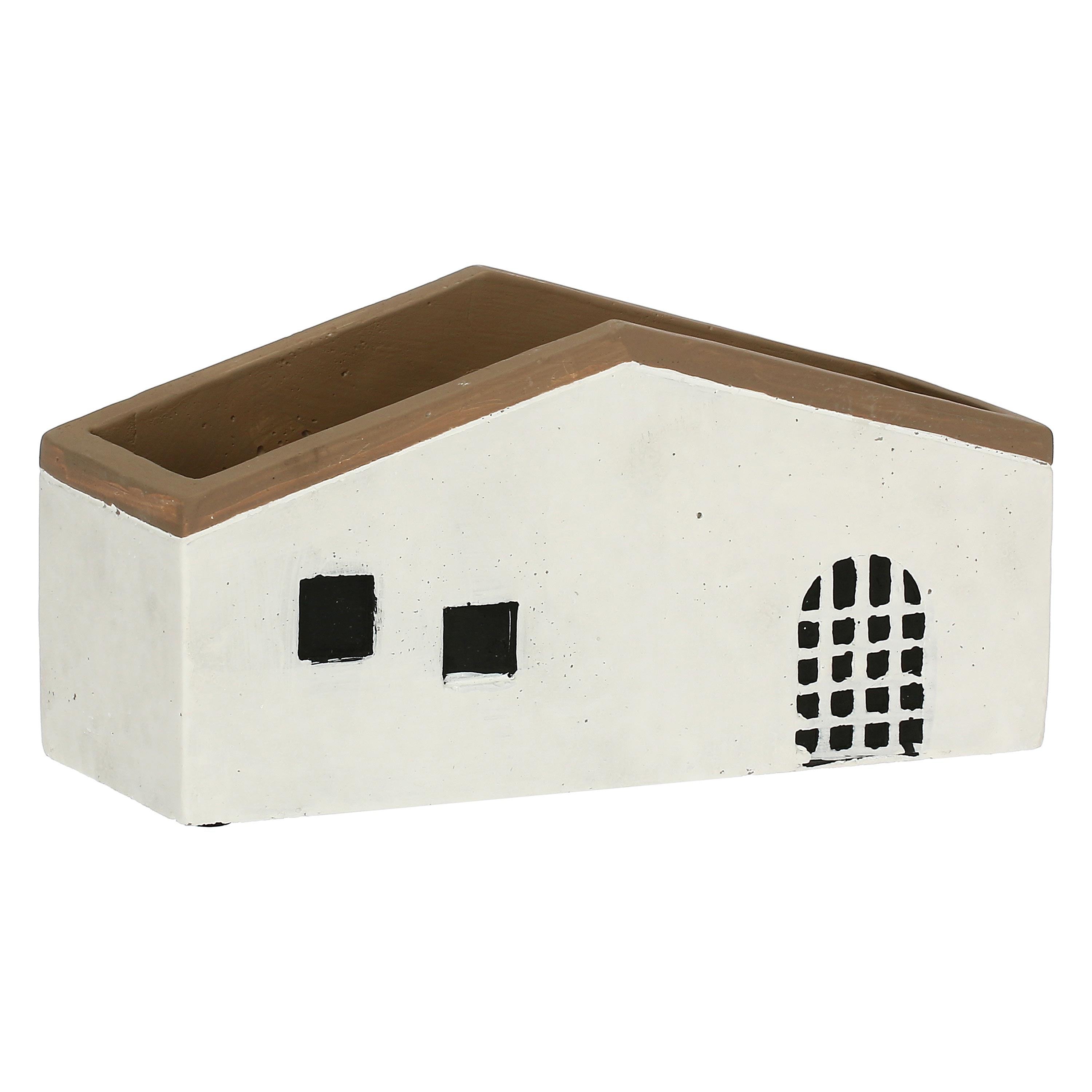 Cachepot Casa Rettangolare M, Sullacosta - Resina cementizia, 15,5x7x14h cm