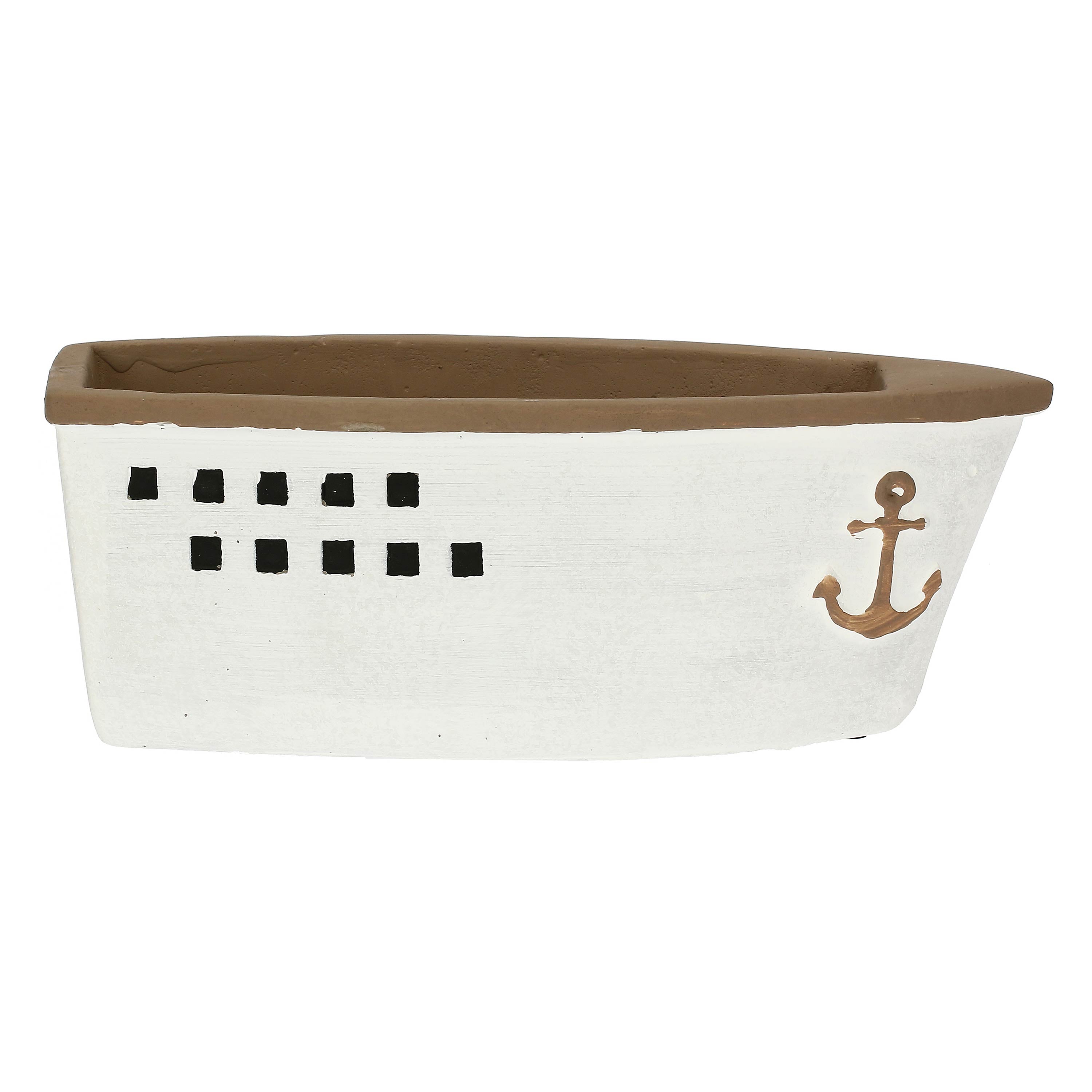 Cachepot Barca L, Sullacosta - Resina cementizia, 15,5x7x14h cm