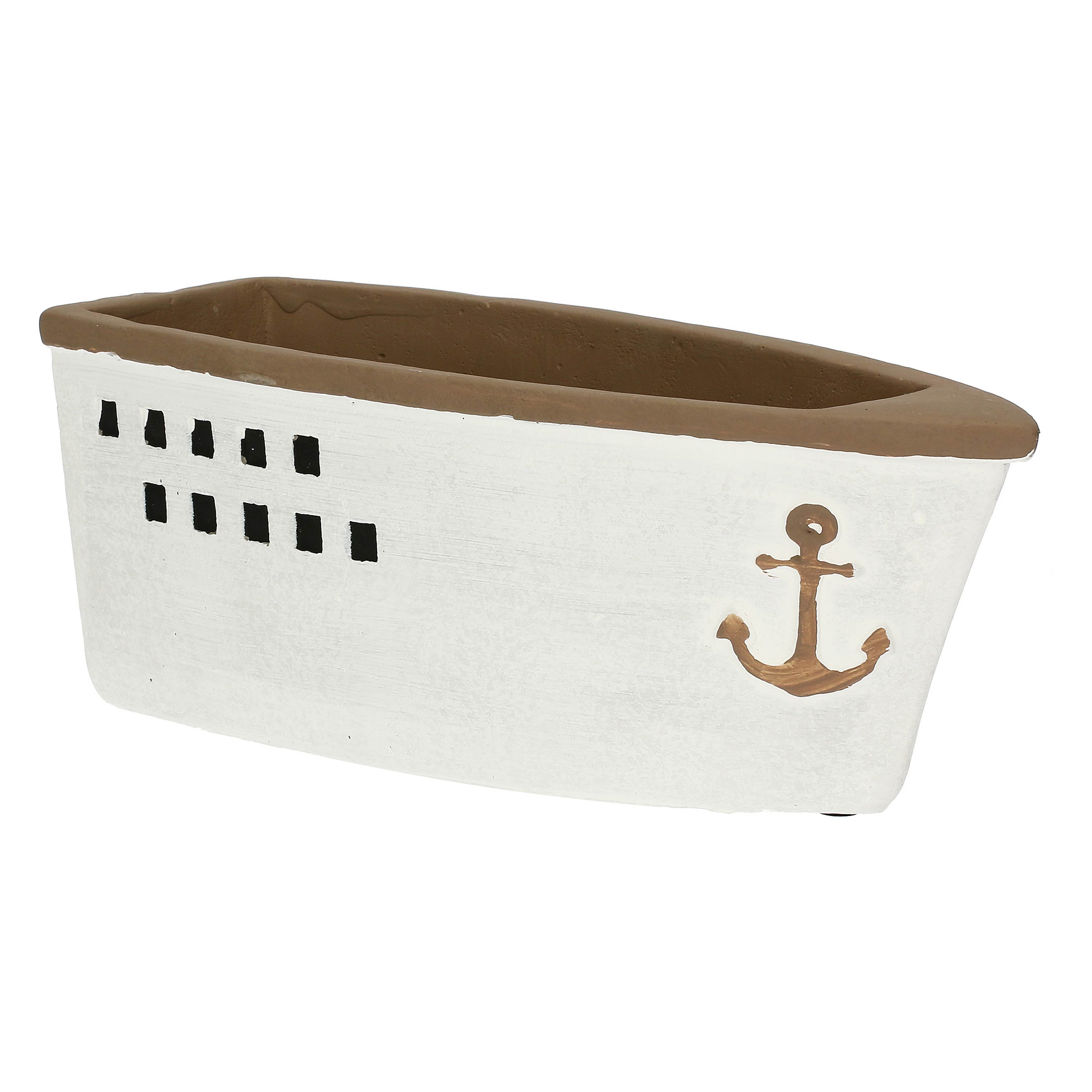 Cachepot Barca L, Sullacosta - Resina cementizia, 15,5x7x14h cm