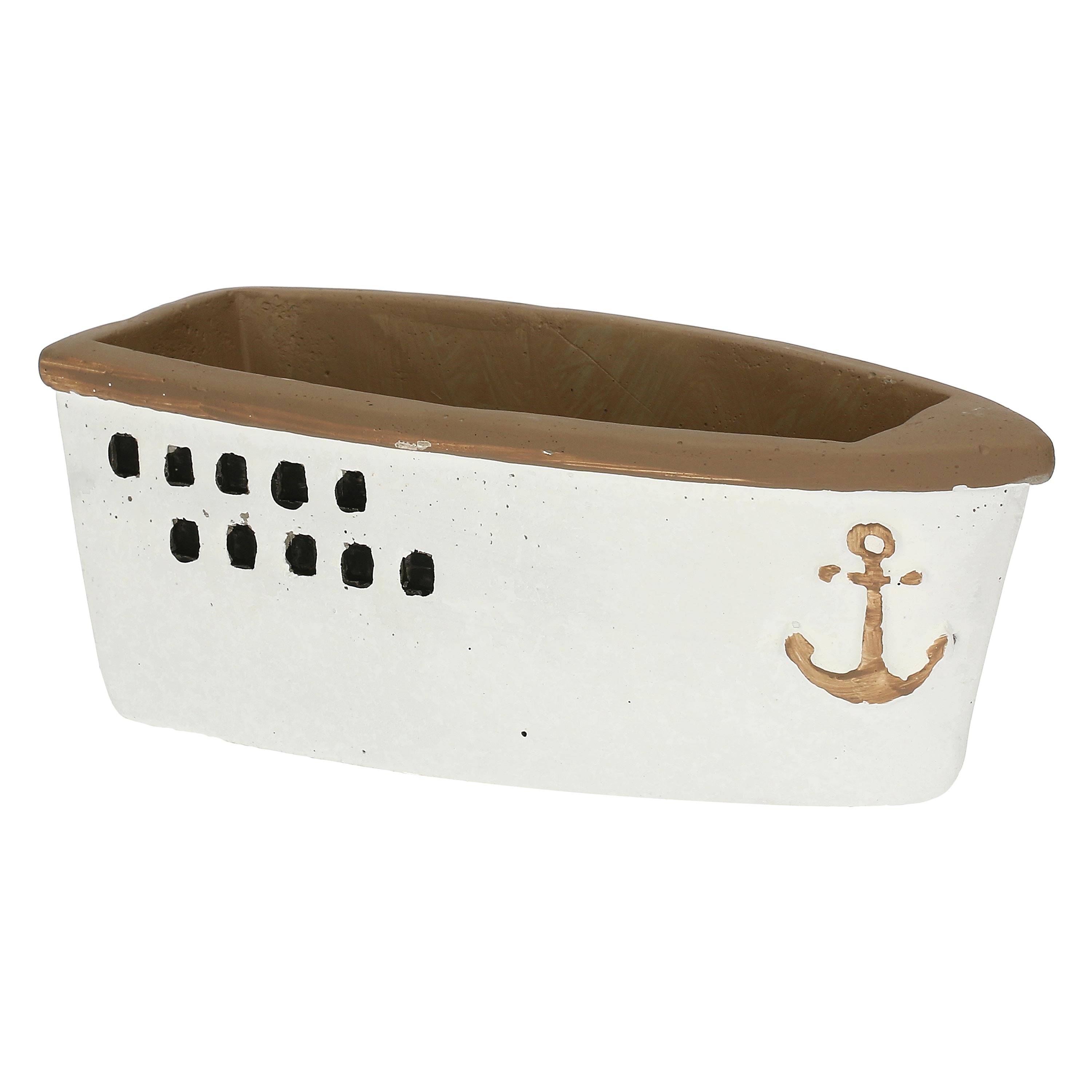 Cachepot Barca M, Sullacosta - Resina cementizia, 15,5x7x14h cm