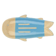 Set da 4, Piatto Pesce Lungo Azzurro, Logicopelagico - Gres, 30x15.5x2h cm