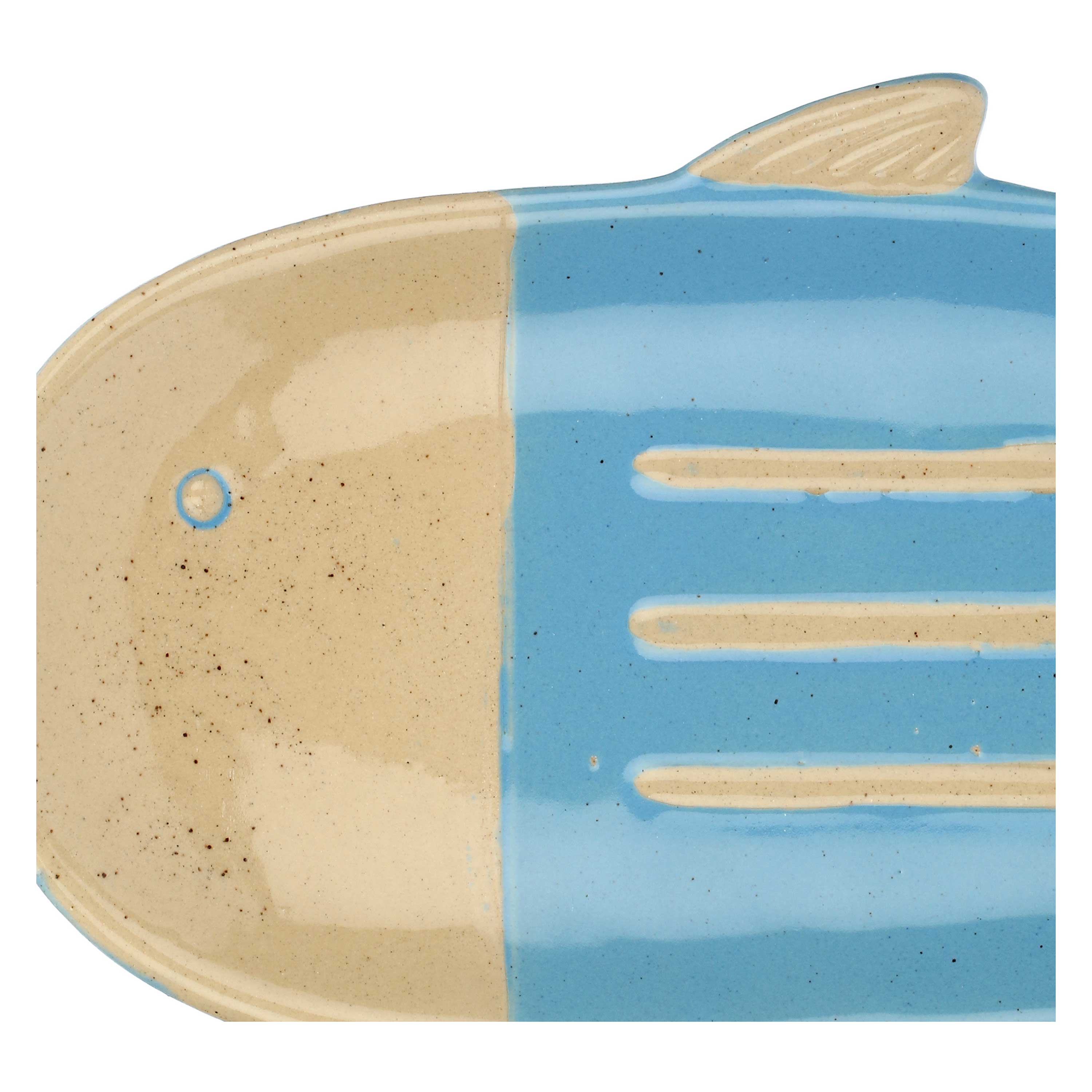 Set da 4, Piatto Pesce Lungo Azzurro, Logicopelagico - Gres, 30x15.5x2h cm