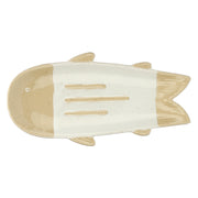 Set da 4, Piatto Pesce Lungo Bianco, Logicopelagico - Gres, 15,5x7x14h cm