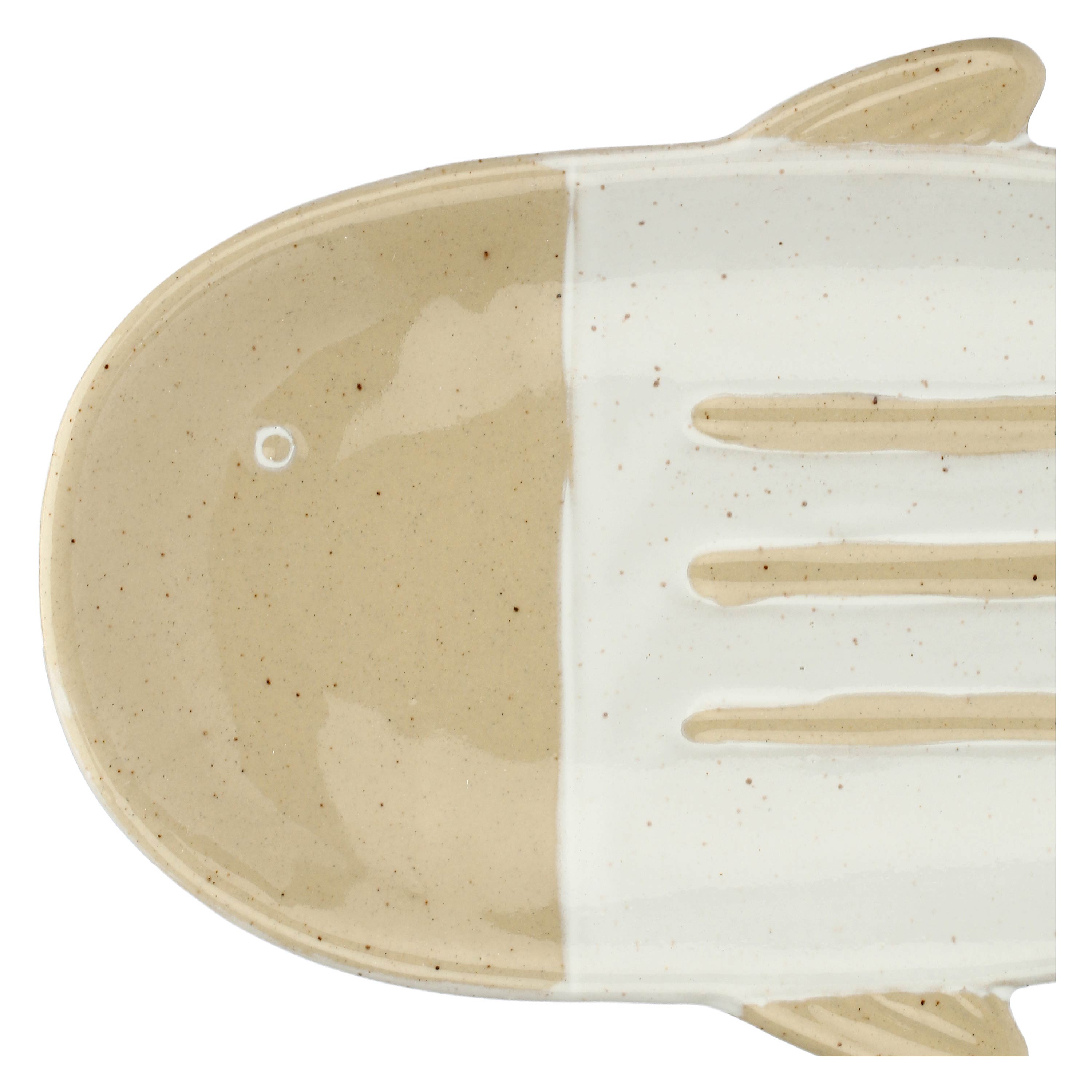 Set da 4, Piatto Pesce Lungo Bianco, Logicopelagico - Gres, 15,5x7x14h cm