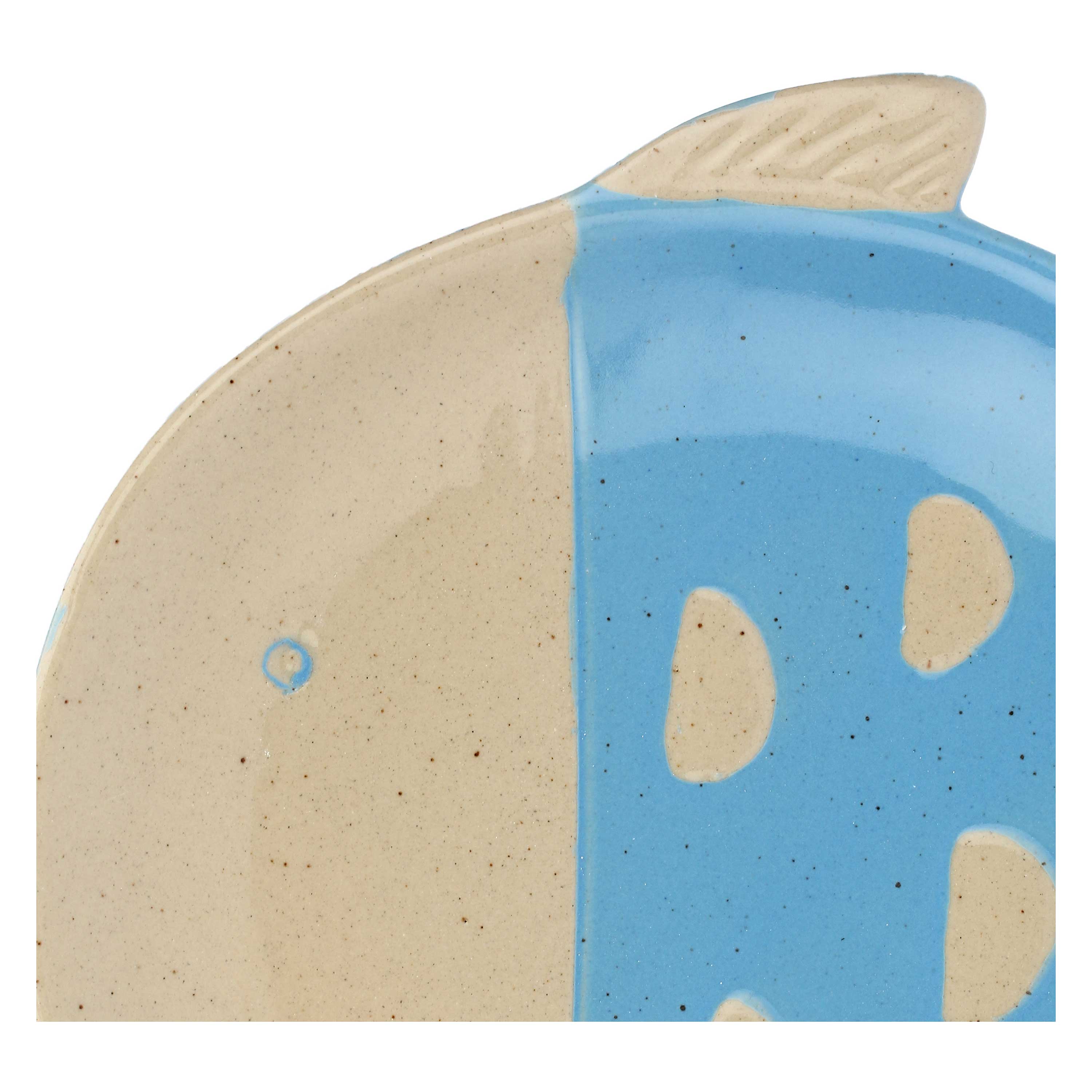 Set da 4, Piatto Pesce Tondo Azzurro, Logicopelagico - Gres, 15.5x7x14h cm