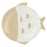 Set da 4, Piatto Pesce Tondo Bianco, Logicopelagico - Gres, 15.5x7x14h cm