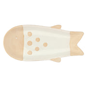 Set da 4, Piatto Pesce Lungo Bianco, Logicopelagico - Gres, 15,5x7x14h cm