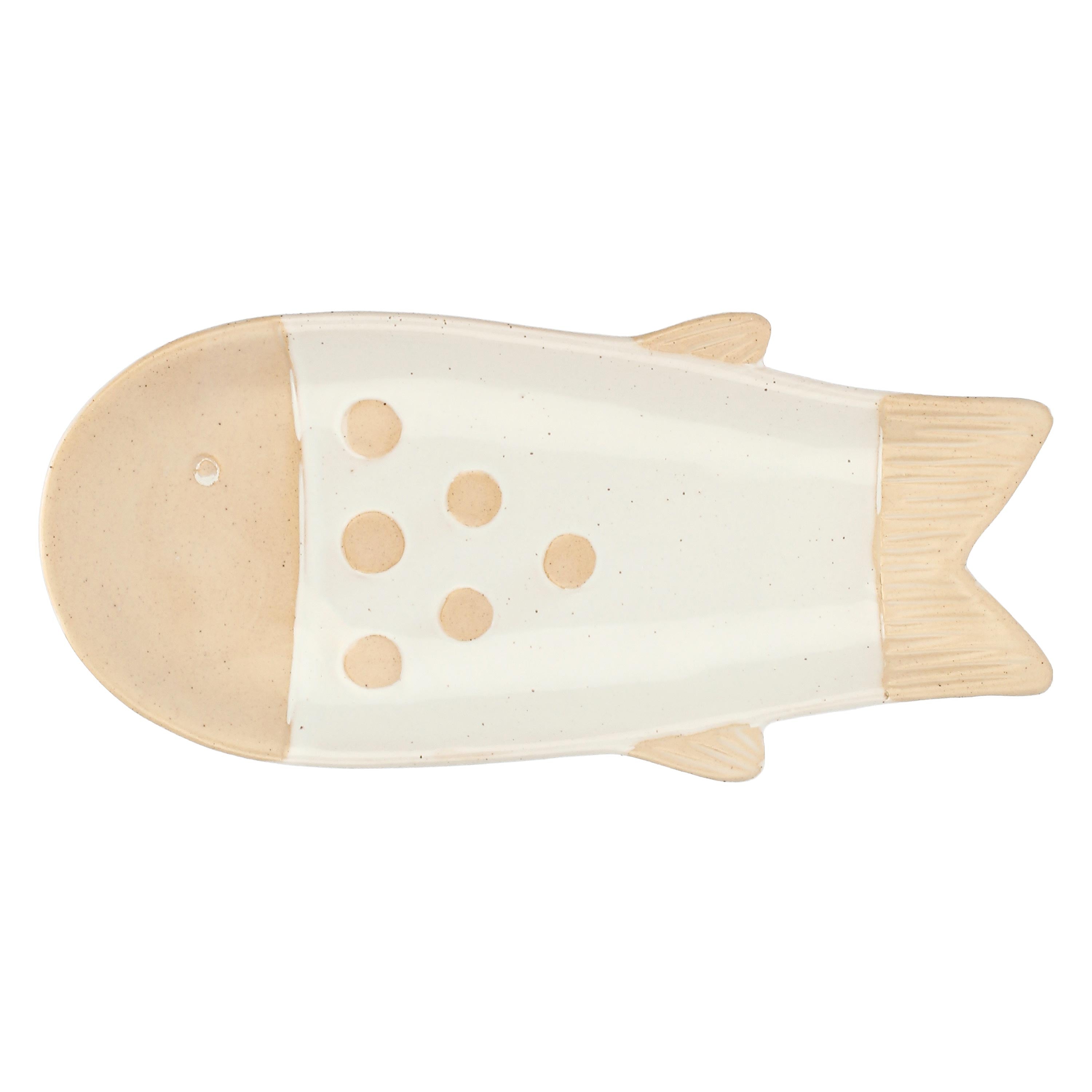 Set da 4, Piatto Pesce Lungo Bianco, Logicopelagico - Gres, 15,5x7x14h cm