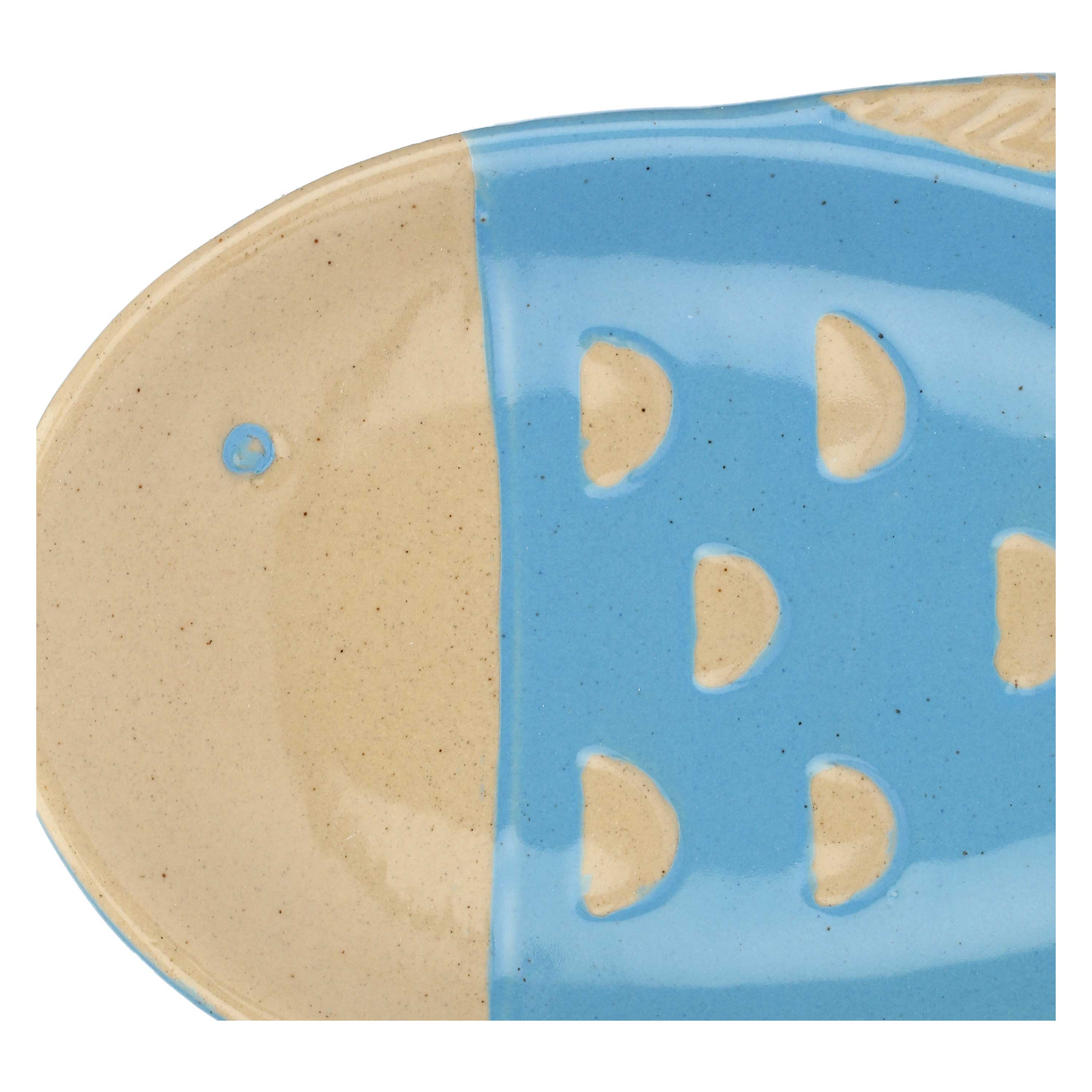 Set da 4, Piatto Pesce Lungo Azzurro, Logicopelagico - Gres, 15,5x7x14h cm