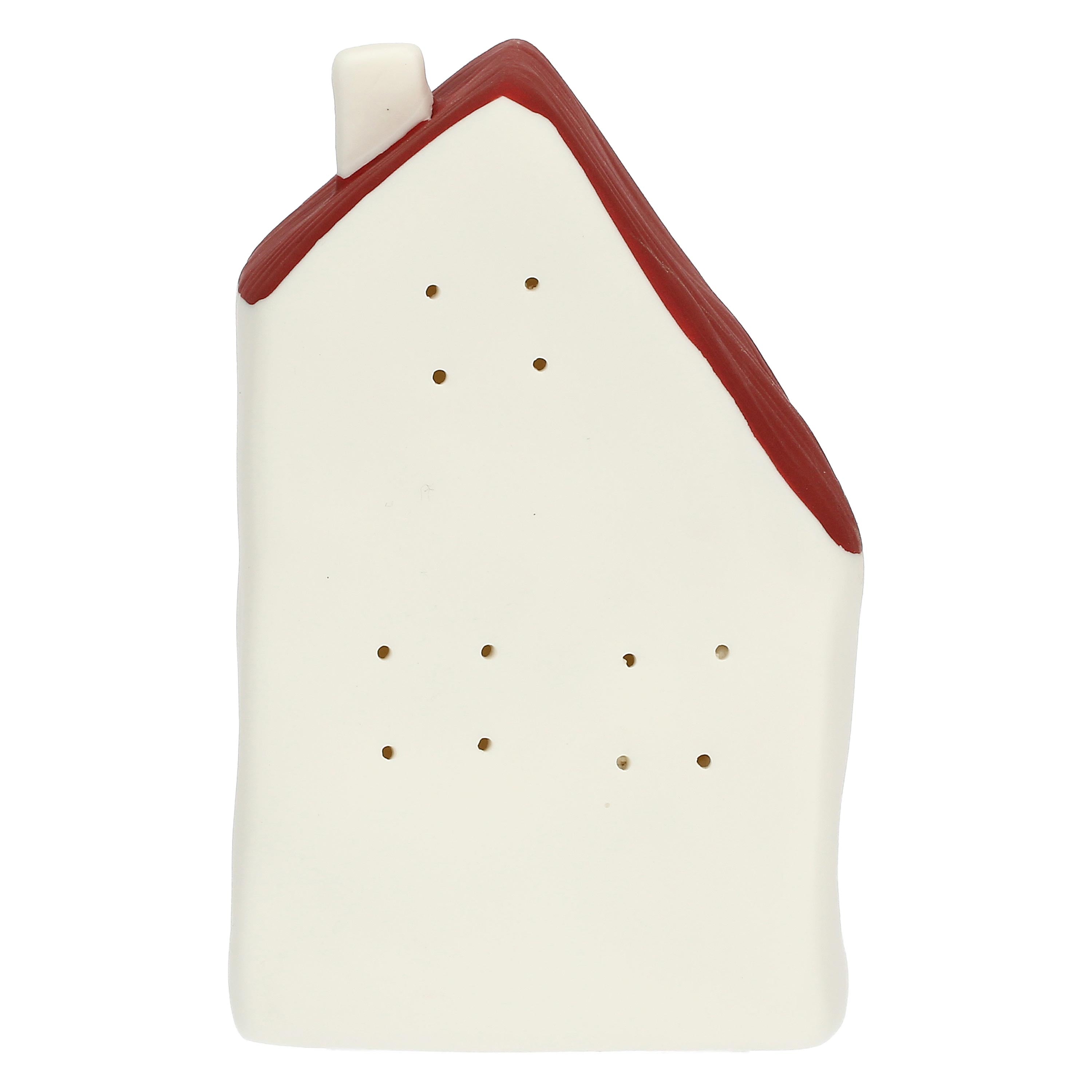 Set da 4, Led Singola Rossa, Nelvillaggiocasetta - Porcellana, 8,5x6,5x15 cm h