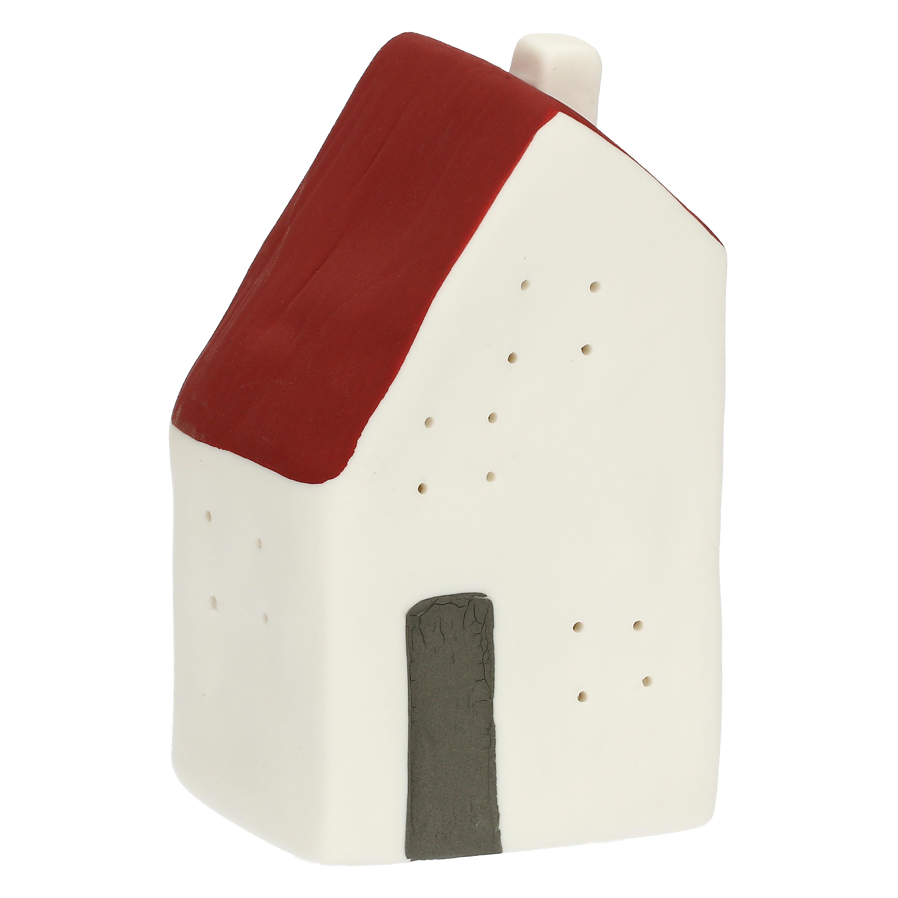 Set da 4, Led Singola Rossa, Nelvillaggiocasetta - Porcellana, 8,5x6,5x15 cm h