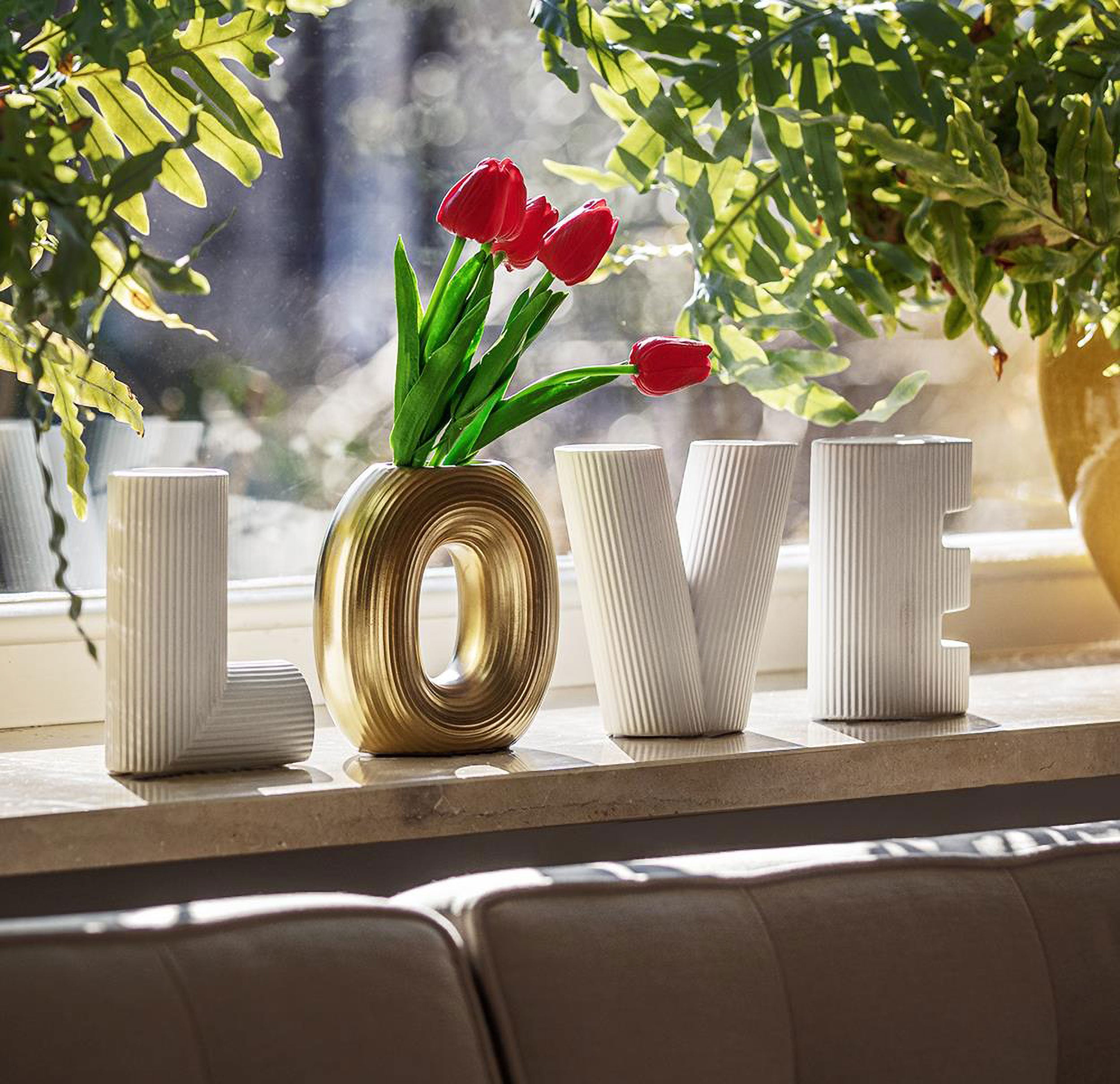 Vasi Decorativo Love, Amore - Ceramica, 52x5x15,5 cm h