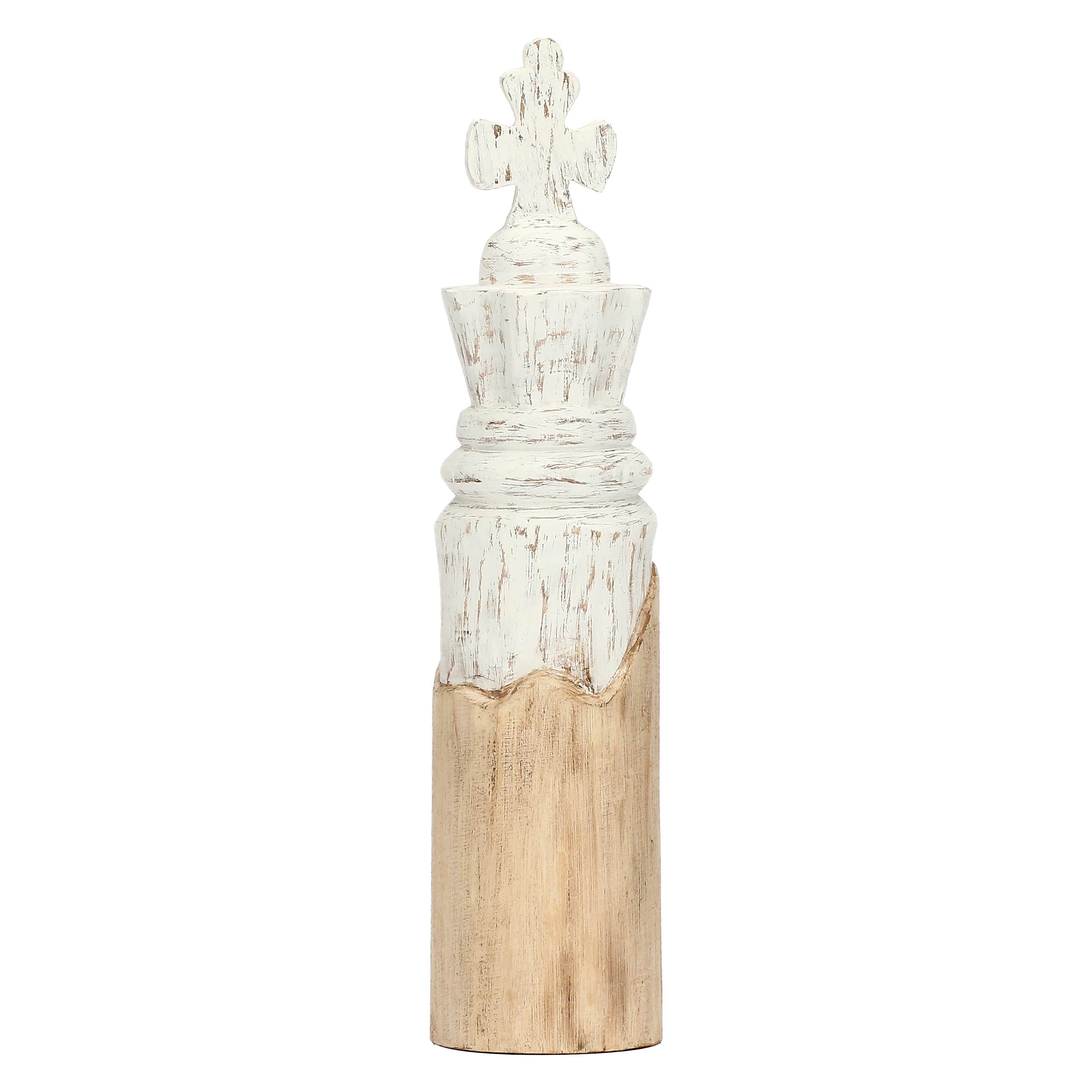 Re Bianco, Scaccomatto - Legno Mango, 12 x 11 x 48 cm
