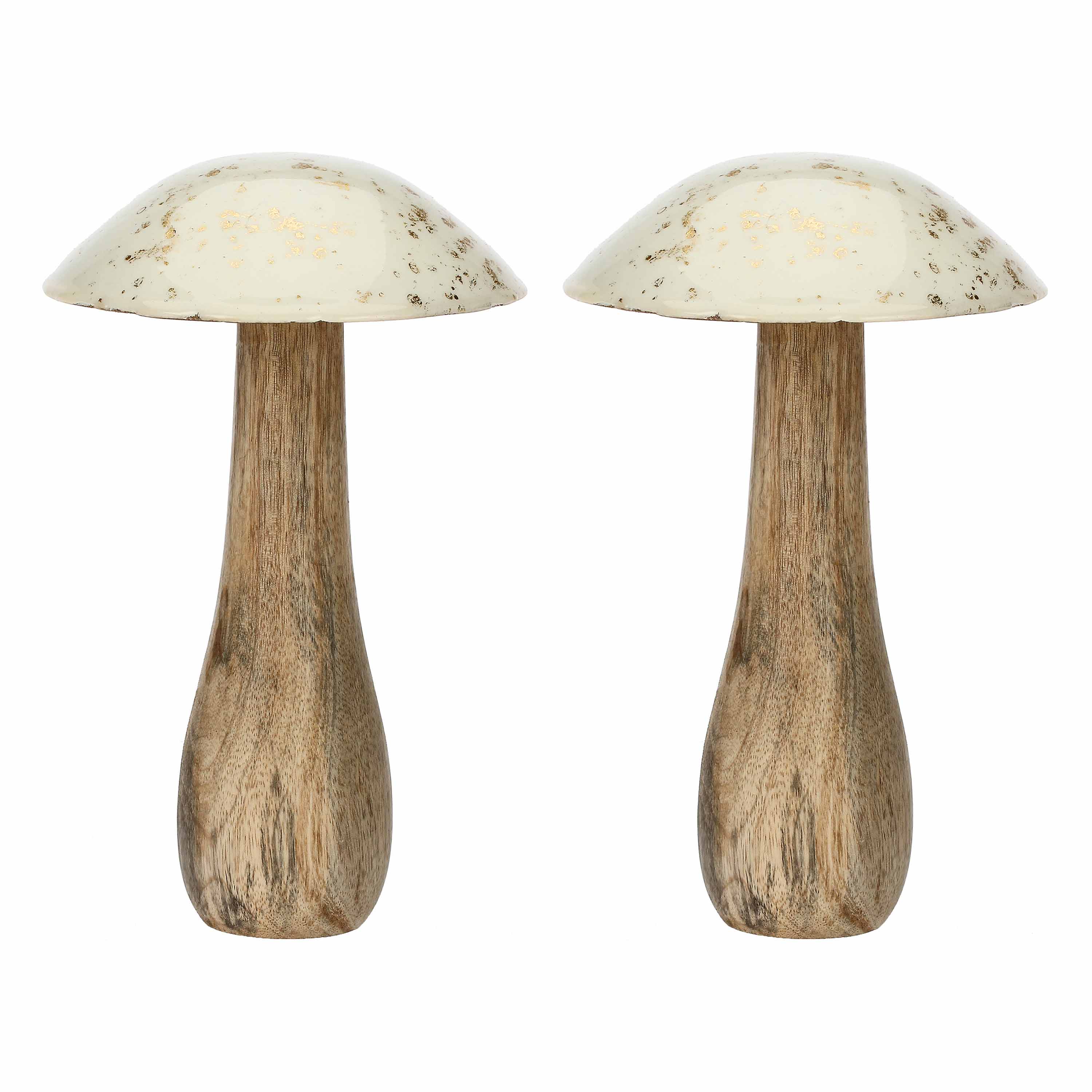 Set of 2, White Mushroom XL, Studio54 - Wood and enamel, 21x14x14 cm