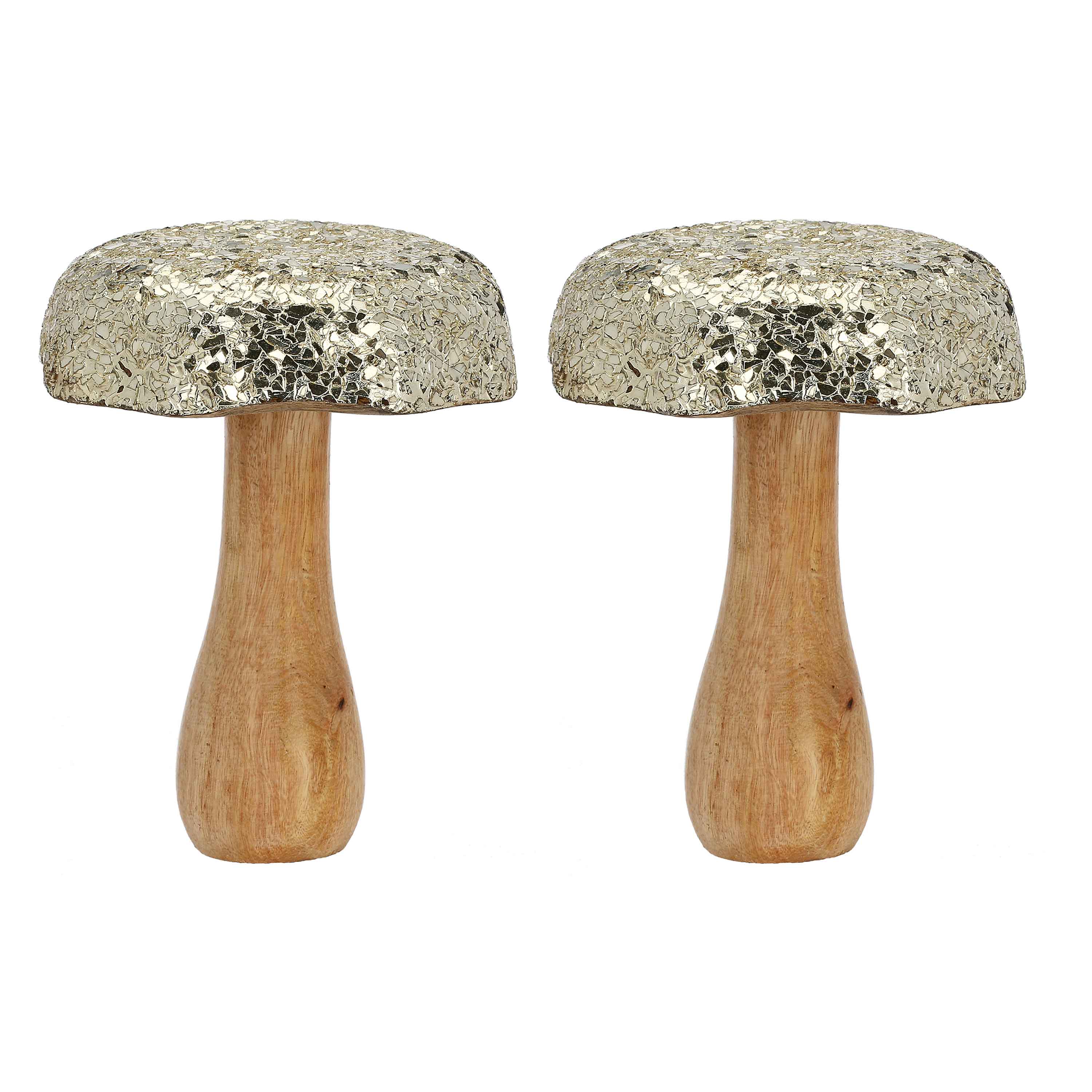 Set of 2, Glitter Mushroom L, Studio54 - Wood and enamel, 15x13x13 cm