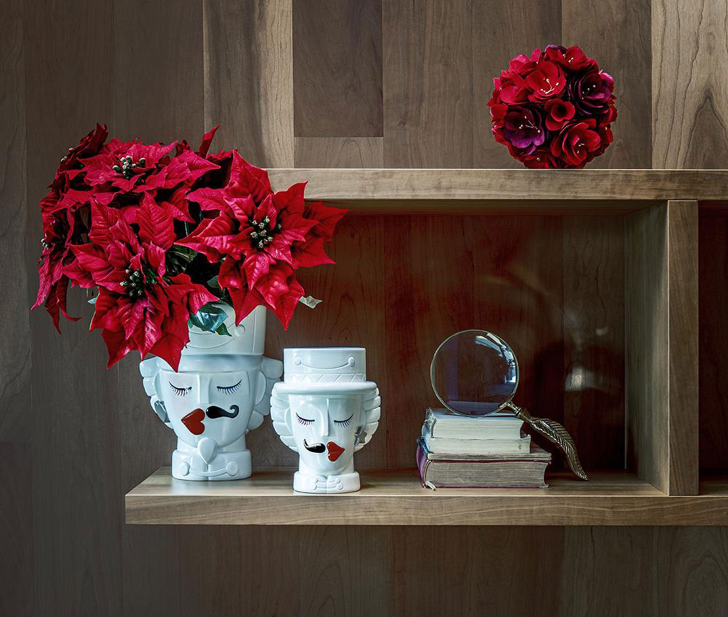 Set da 4, Stella Di Natale In Vaso, Unduetrestella - Tessuto E Plastica, 30 cm