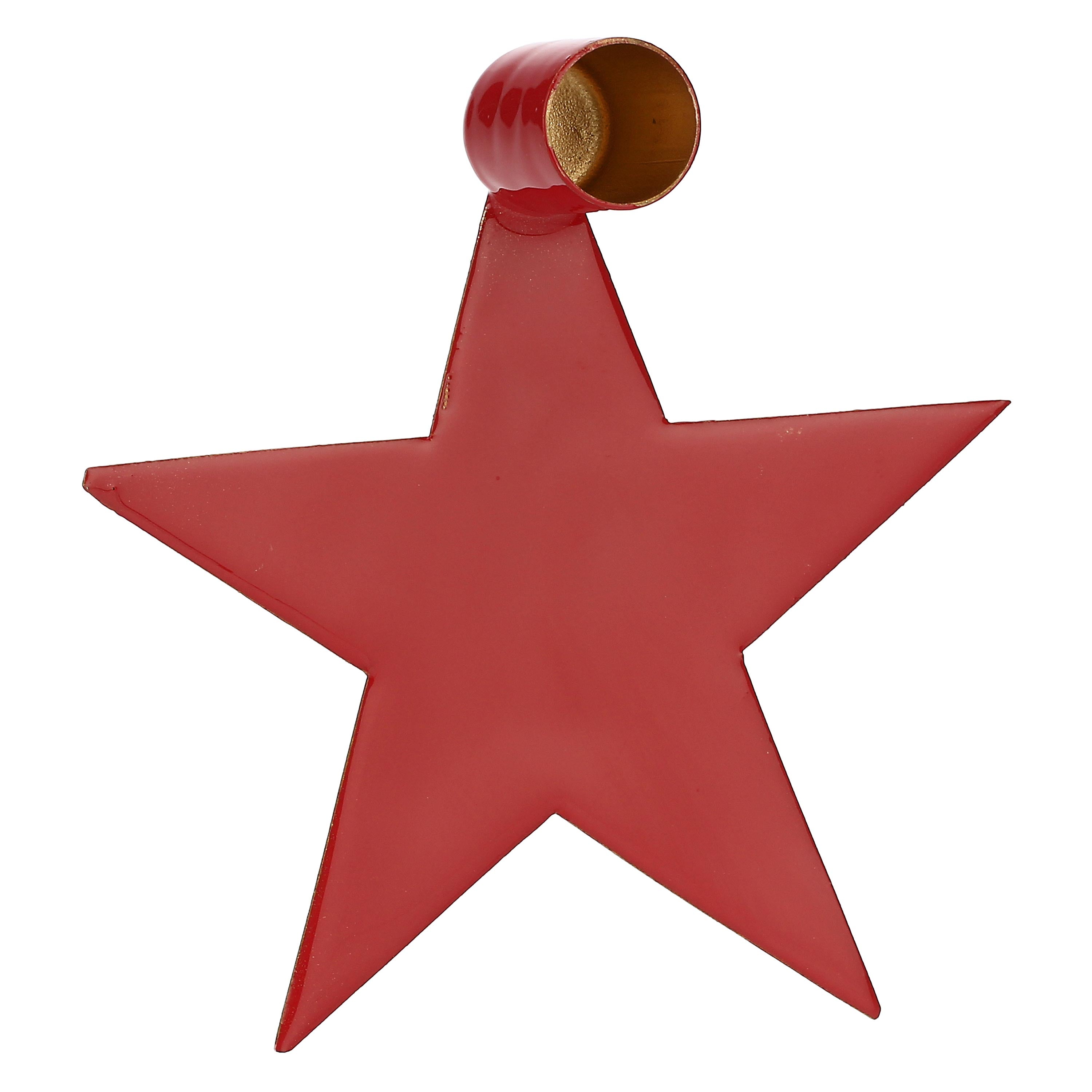 3 Portacandele Stella, Nonsolorosso - Metallo Smaltato, grande: 15x14x 3 cm h, medio: 13x12x3 cm h, piccolo: 10,5x10x3 cm h