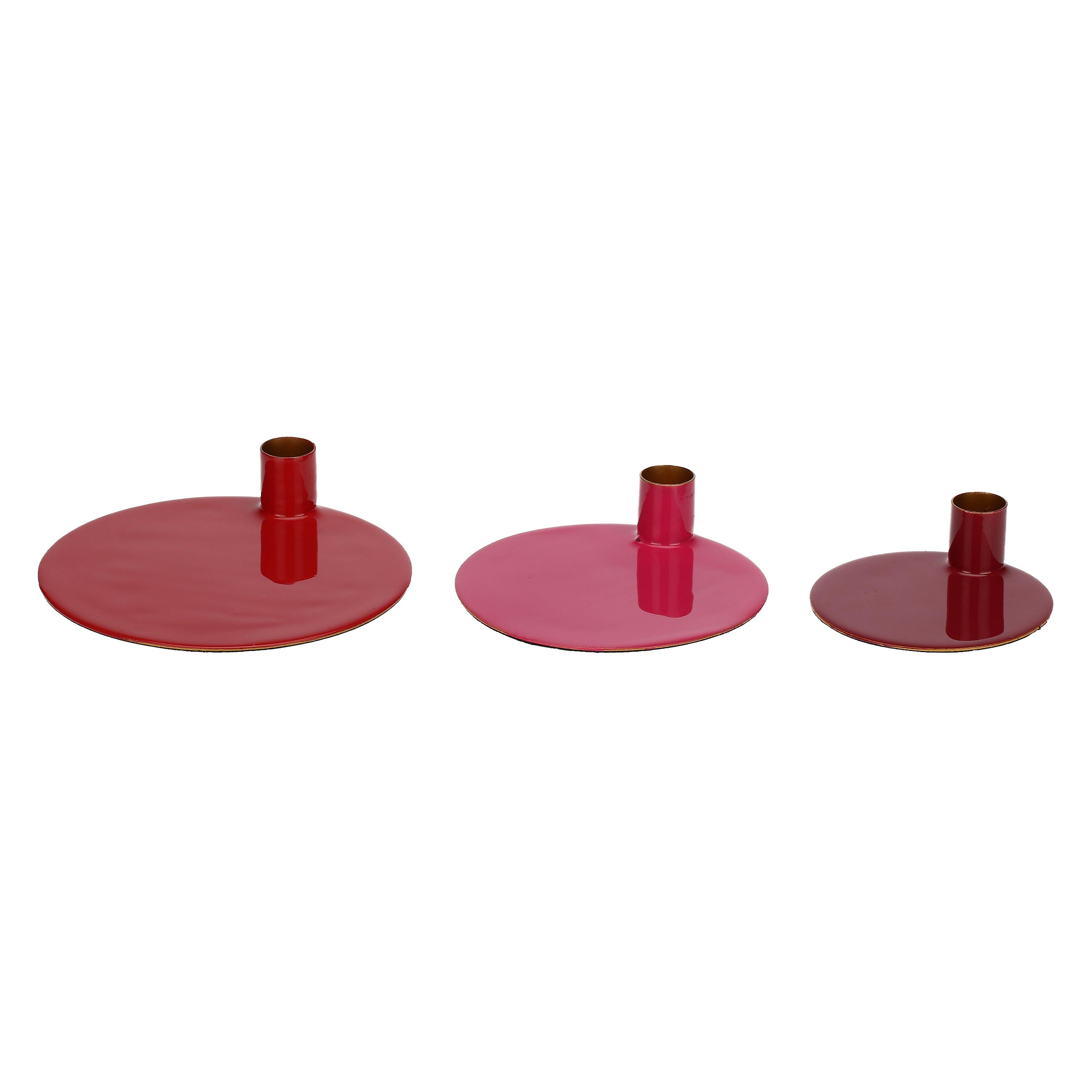 3 Portacandele Cerchi, Nonsolorosso - Metallo Smaltato, grande:ø 16cm, h 3 cm, medio ø 13,5 cm, h 3 cm piccolo: ø 10 cm, h 3 cm
