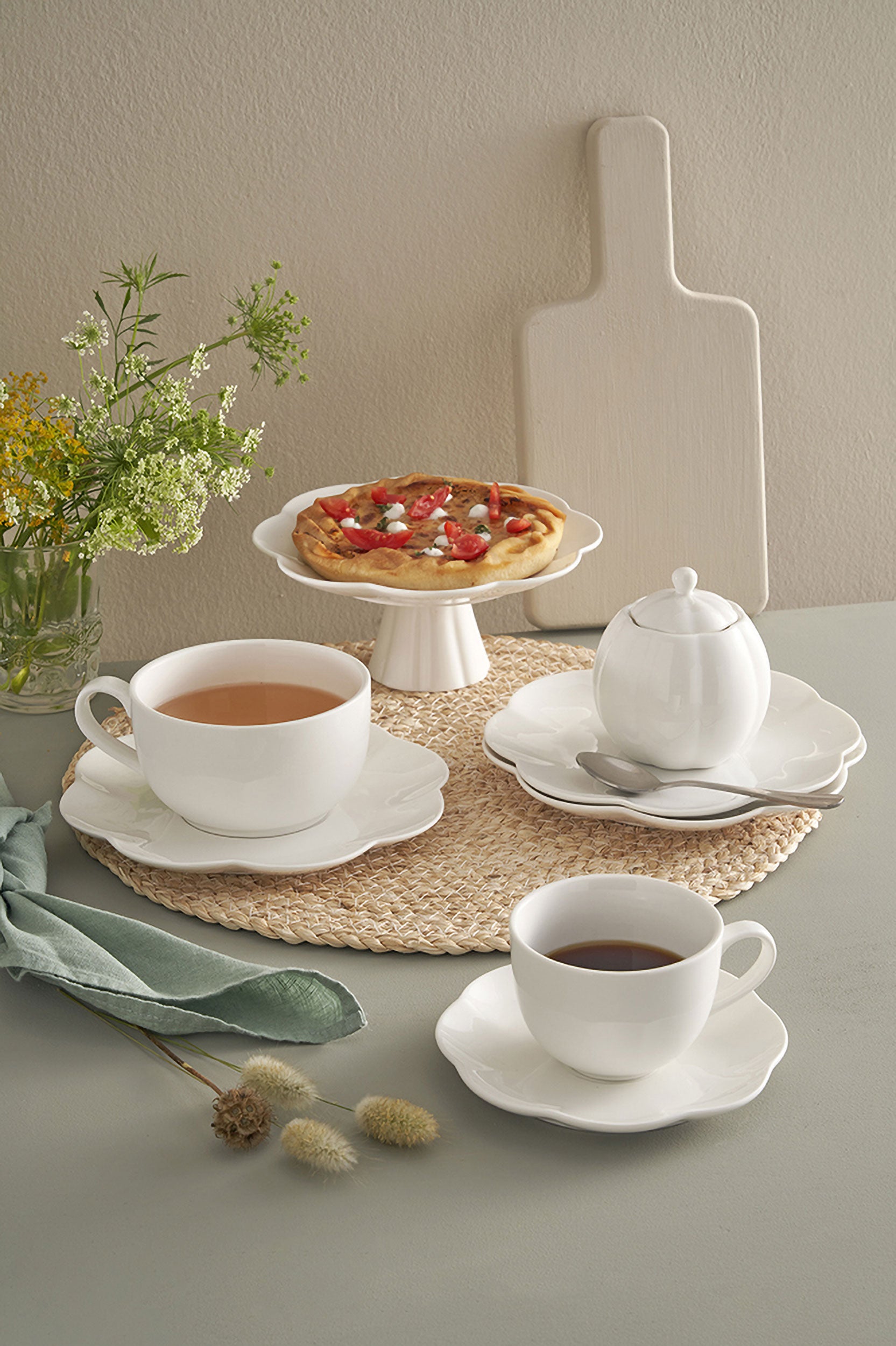 Set da 6, Tazza Caffe' con piattino, Villadeifiori - Porcellana, 85 cc