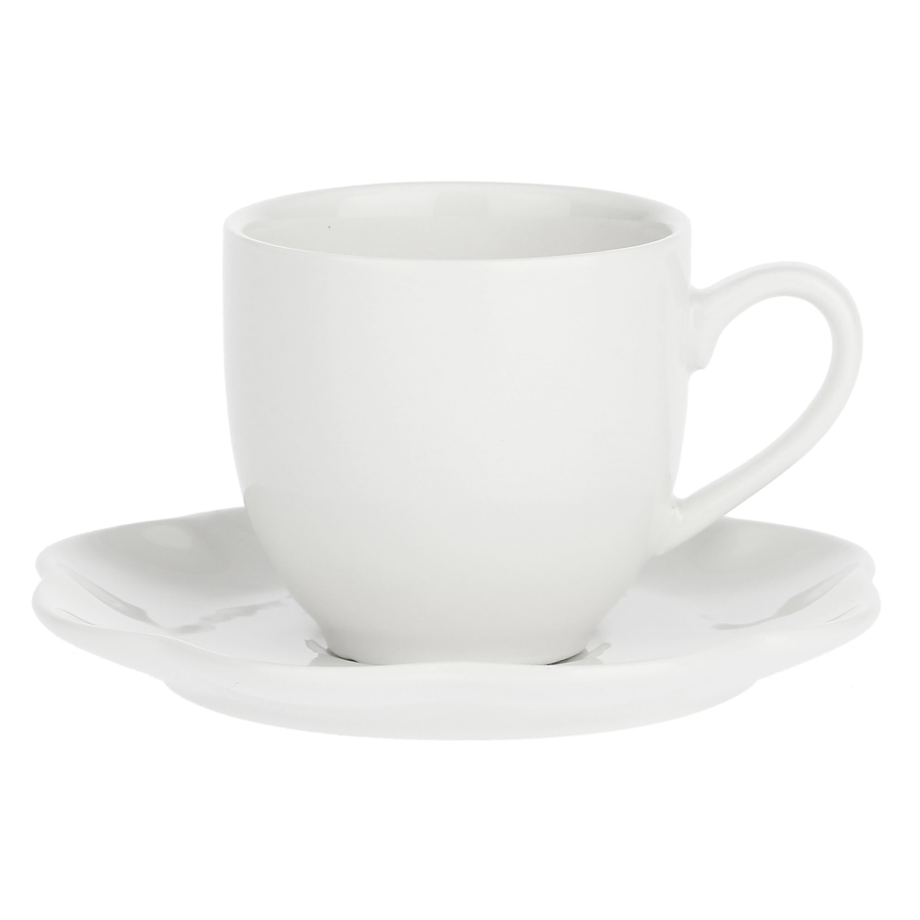 Set da 6, Tazza Caffe' con piattino, Villadeifiori - Porcellana, 85 cc