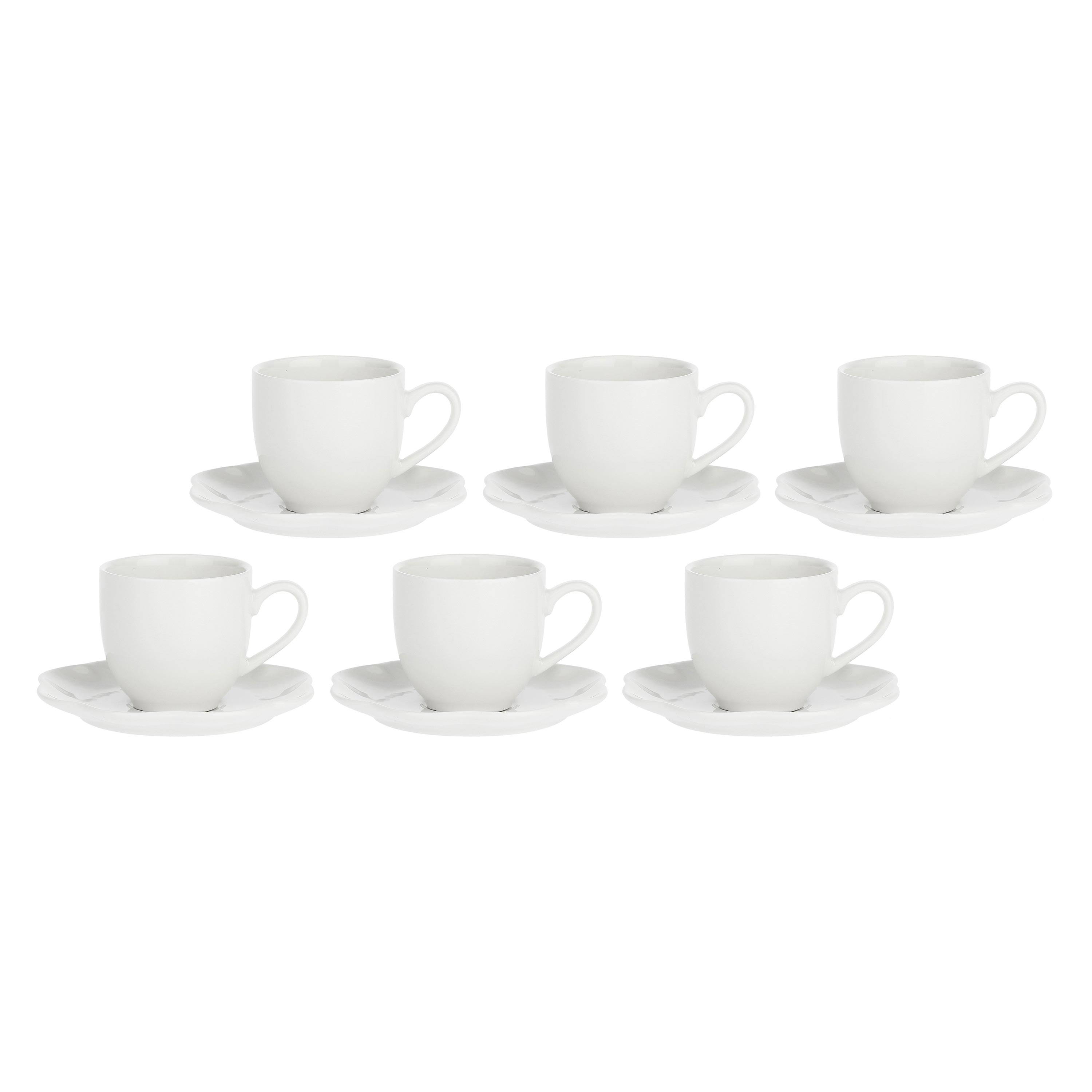 Set da 6, Tazza Caffe' con piattino, Villadeifiori - Porcellana, 85 cc