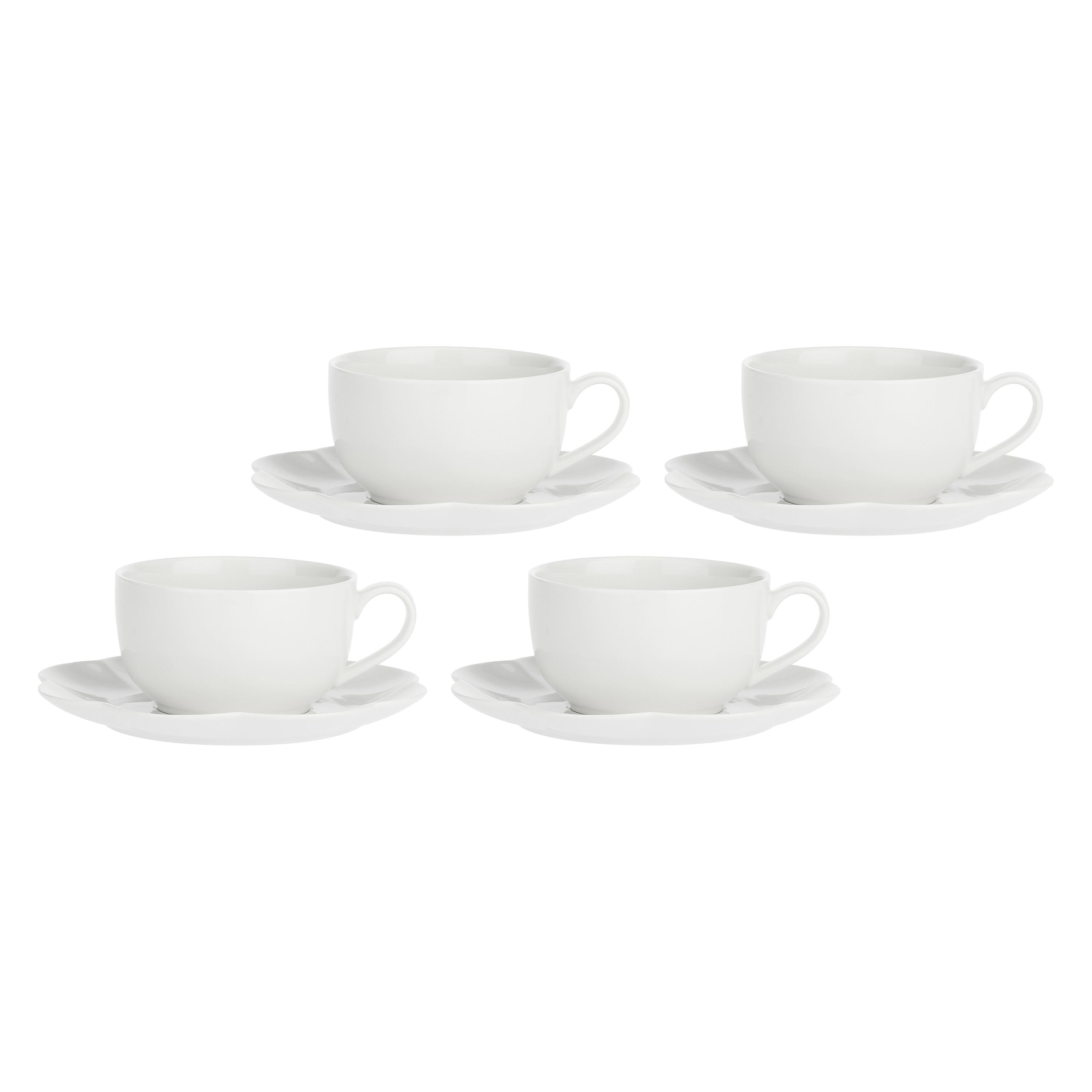 Set da 4, Tazza Colazione con piattino, Villadeifiori - Porcellana, 450 cc