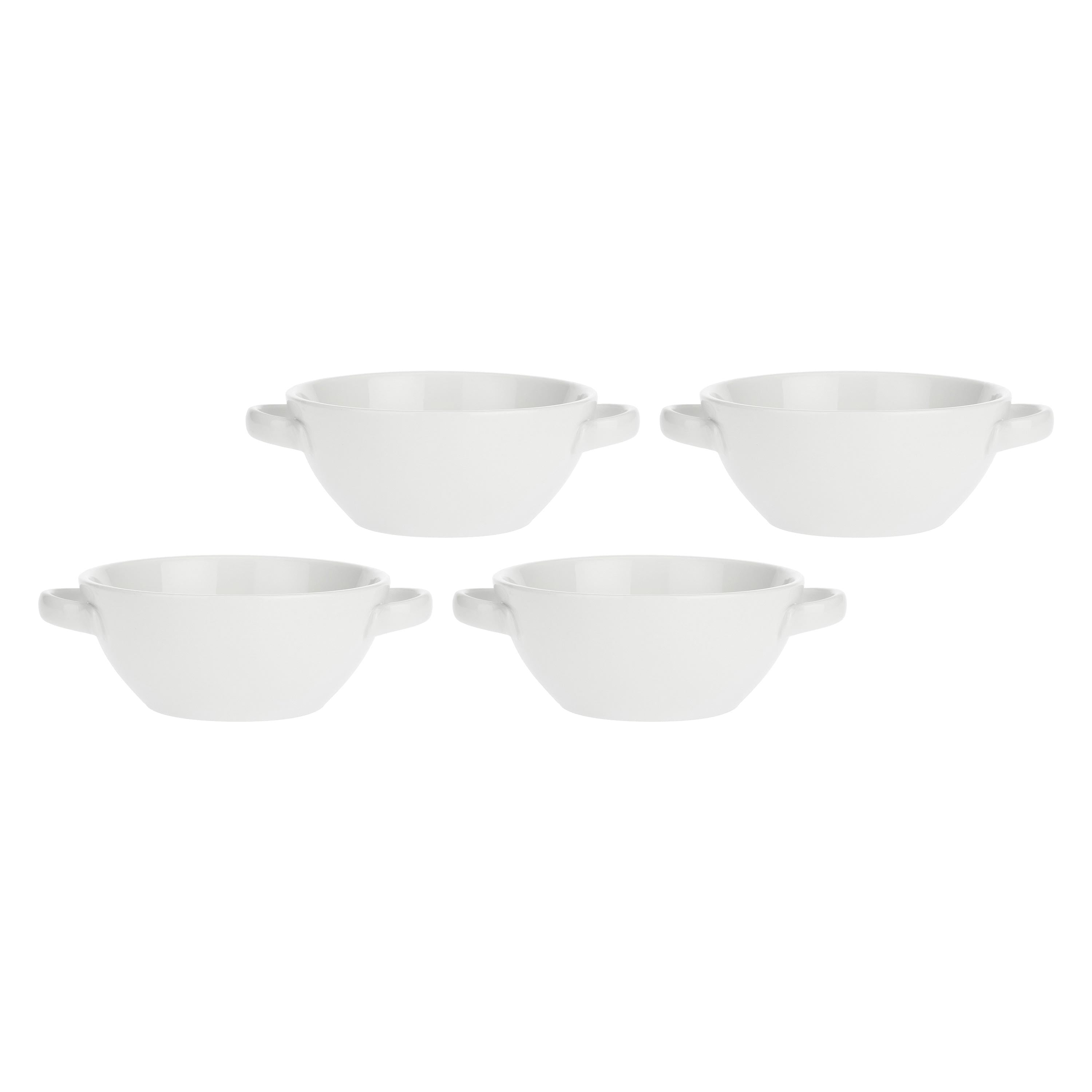 Set da 4, Ciotola Forno con manici, Terrine - Porcellana, Ø15 cm - 18,5 cm - 650 cc