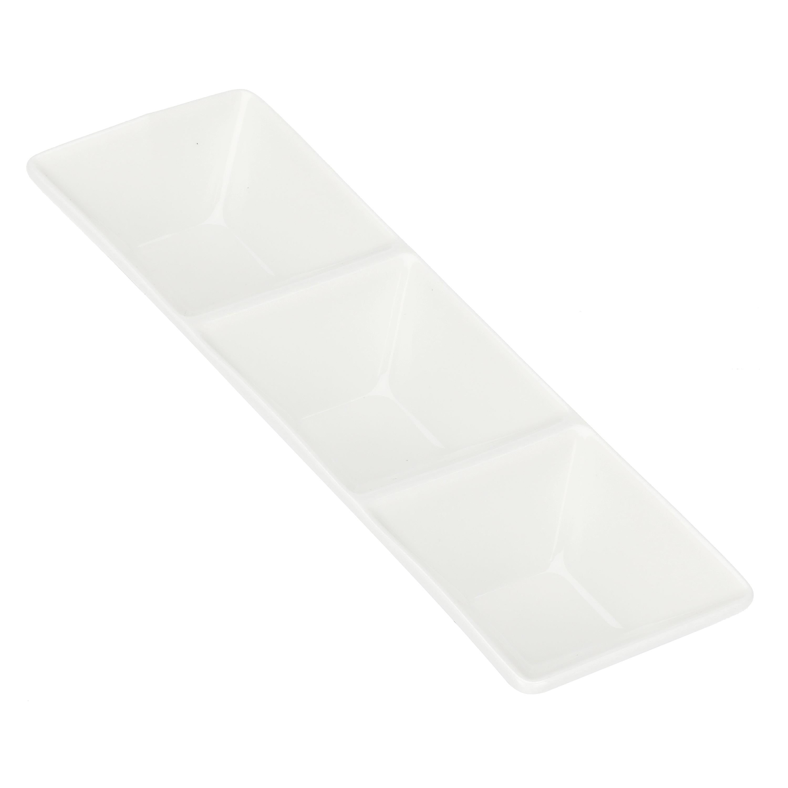 Set da 8, Antipastiera Rettangolare 3 scomparti, Convivio - Porcellana, 23x7,5 cm