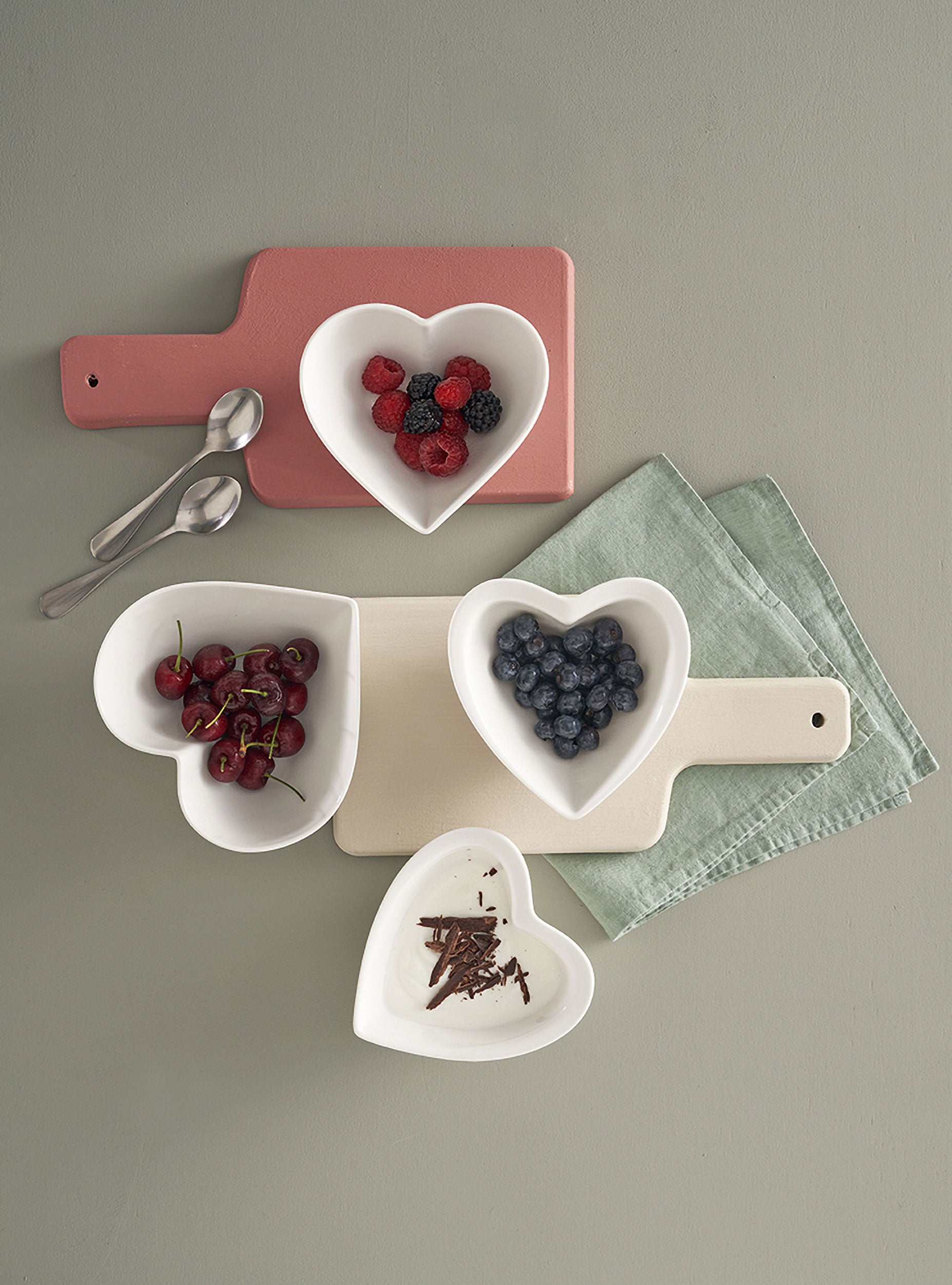 Set da 6, Coppetta Cuore, Cupido - Porcellana, 13x12x5,8 cm