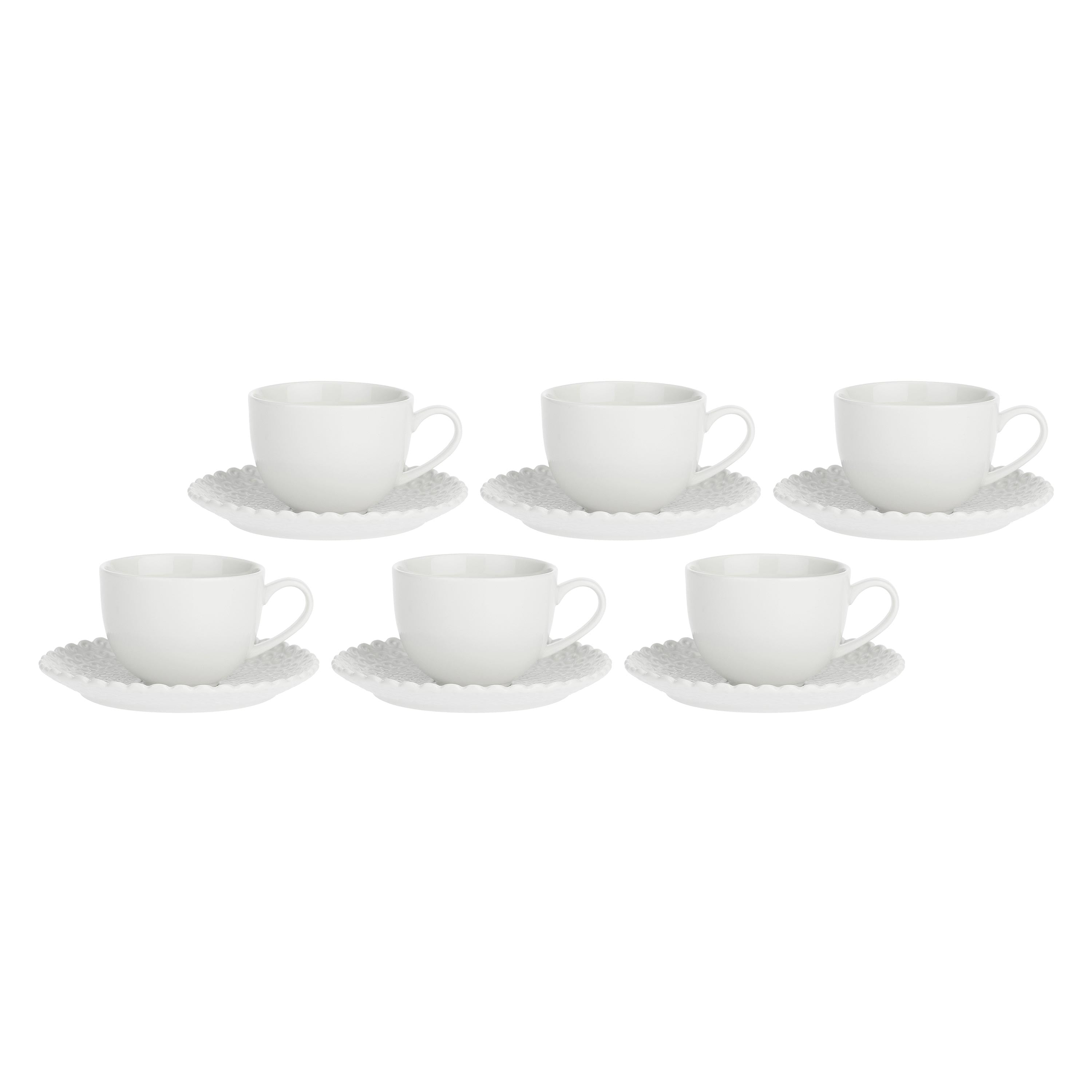 Set da 6, Tazza Te' con piattino, Momenti - Porcellana, 220 cc