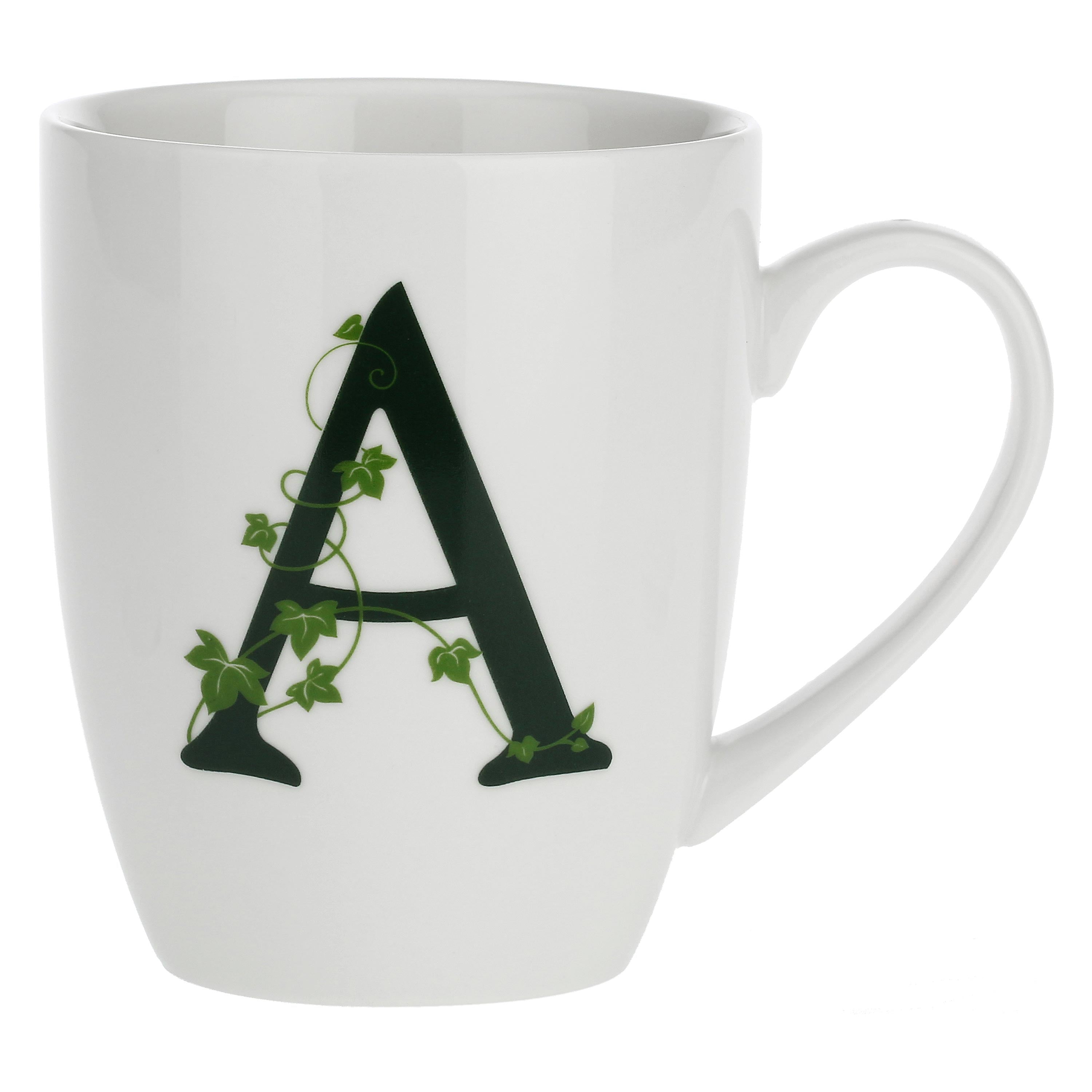 Mug Lettera 'A' con cucchiaino, Atupertu - Porcellana, 380 cc