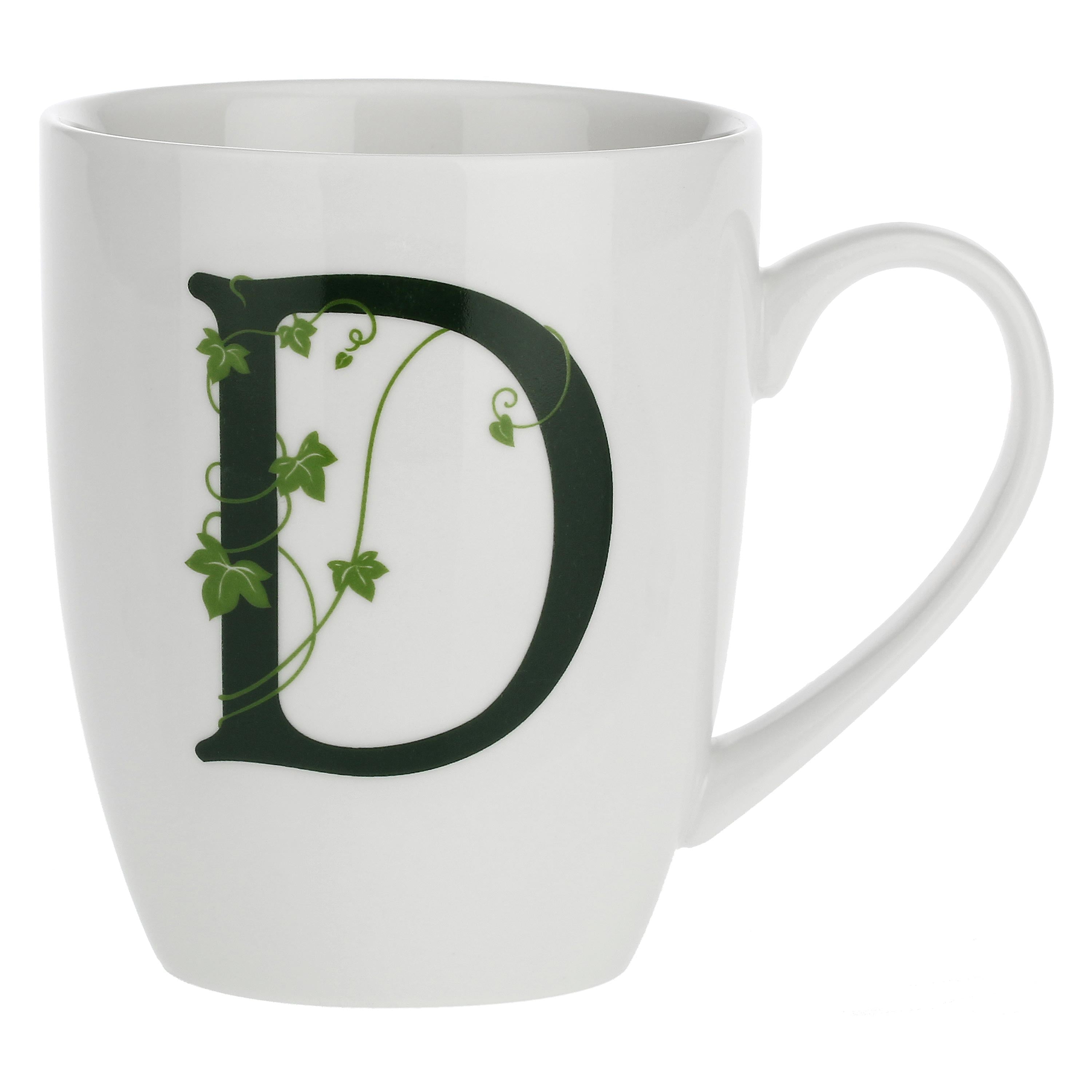 Mug Lettera 'D' con cucchiaino, Atupertu - Porcellana, 380 cc