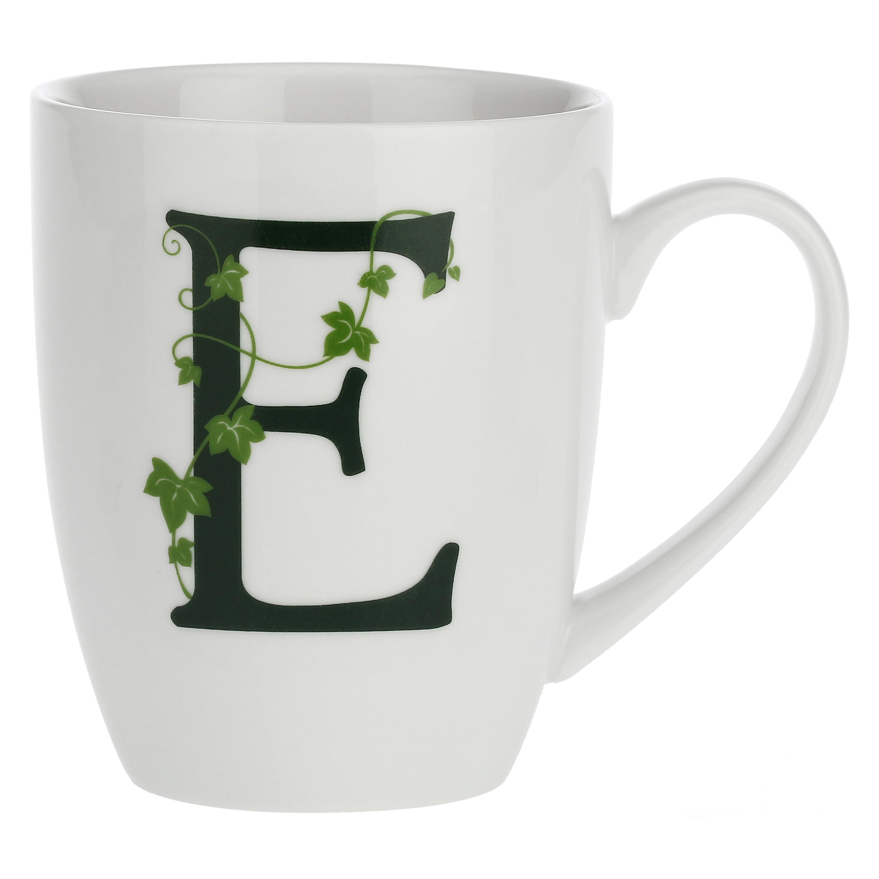 Mug Lettera 'E' con cucchiaino, Atupertu - Porcellana, 380 cc